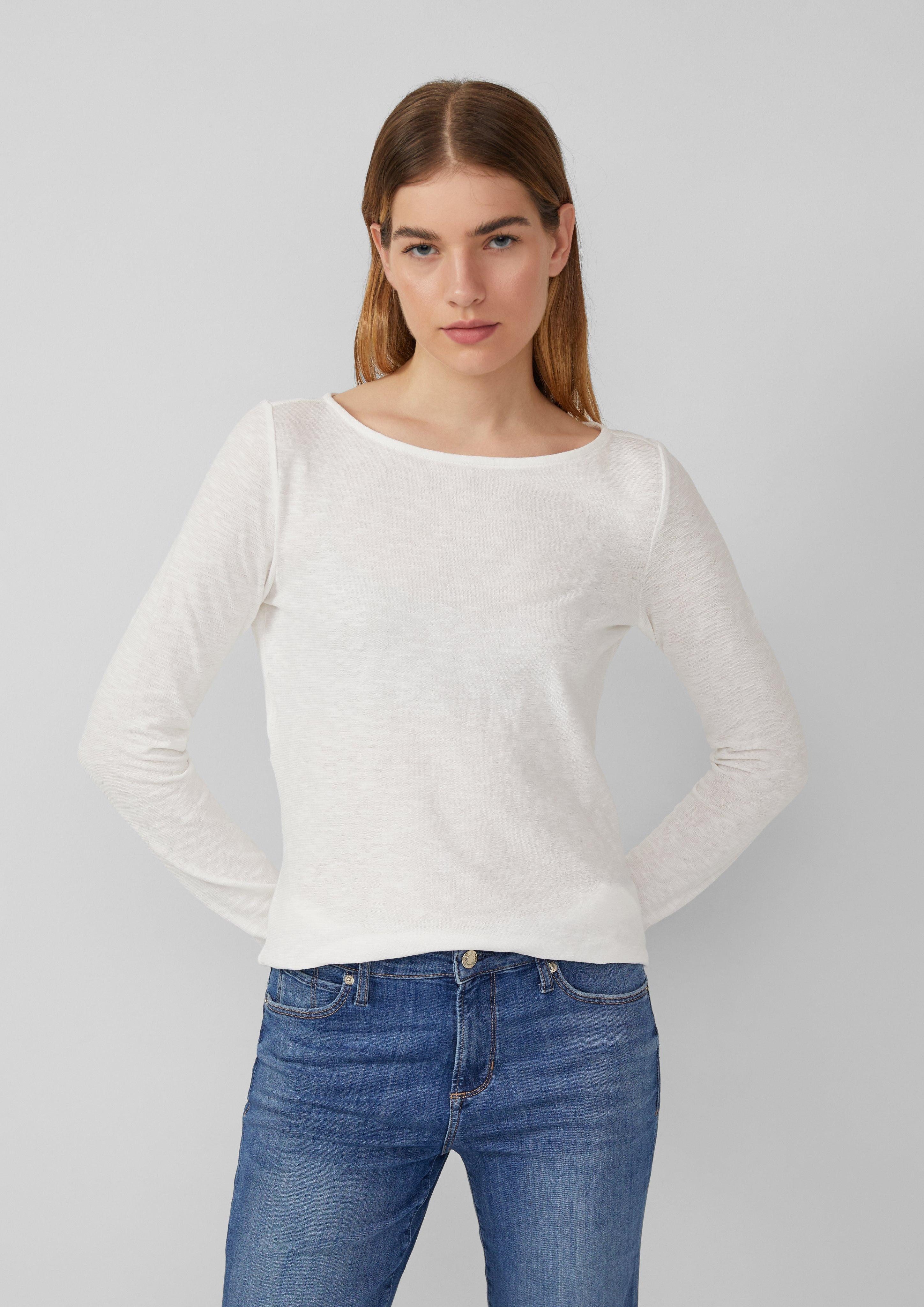 s.Oliver Langarmshirt Slim-Fit-Longsleeve aus Baumwollslub mit günstig online kaufen