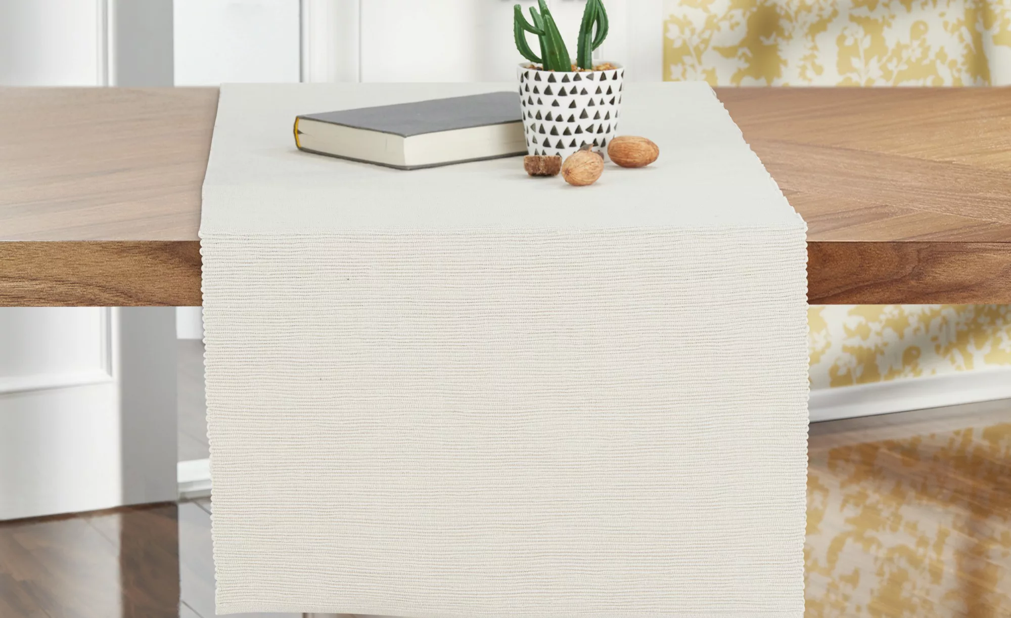 HOME STORY Tischläufer  Rip - beige - reine Baumwolle - 40 cm - Sconto günstig online kaufen