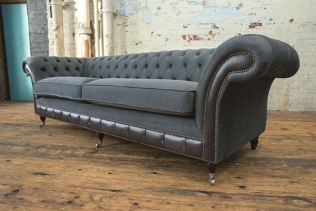 Xlmoebel Sofa Neue schwarze 4-Sitzer-Sofa-Couch im klassischen Chesterfield günstig online kaufen