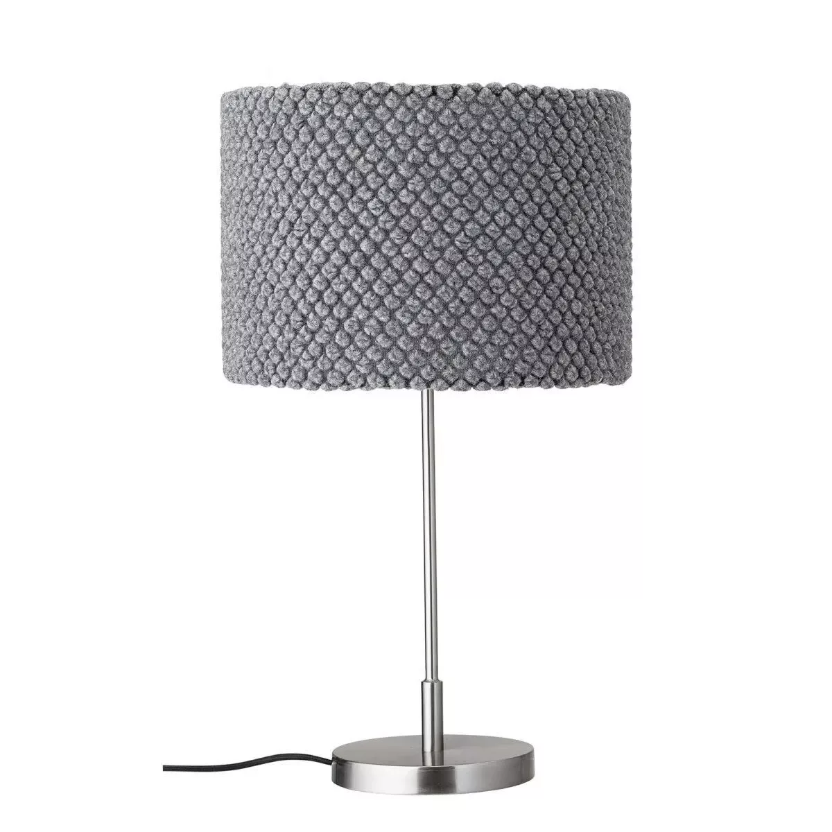 Tischleuchte aus Metall und Lampenschirm mit Muster in Grau günstig online kaufen