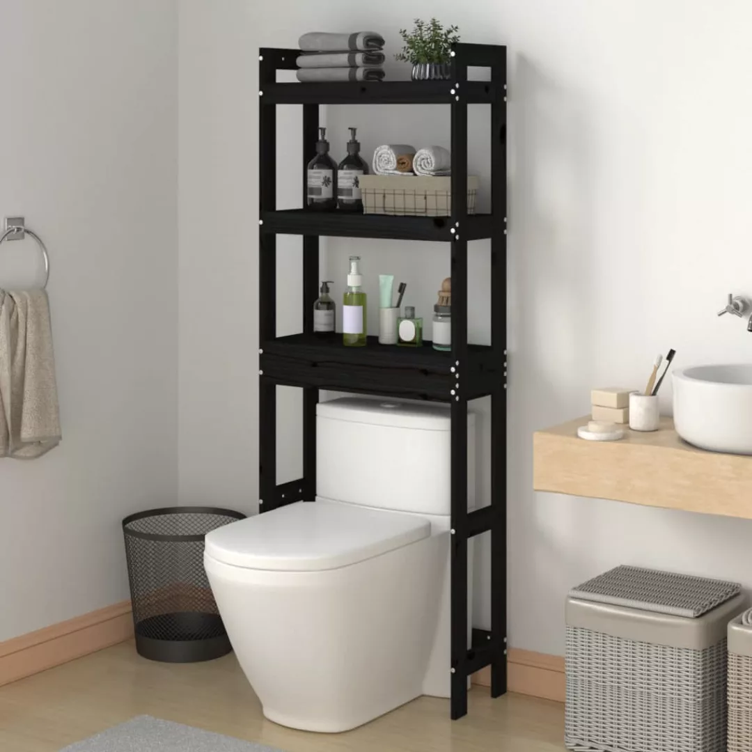 Vidaxl Toilettenregal Schwarz 63x26x171 Cm Massivholz Kiefer günstig online kaufen