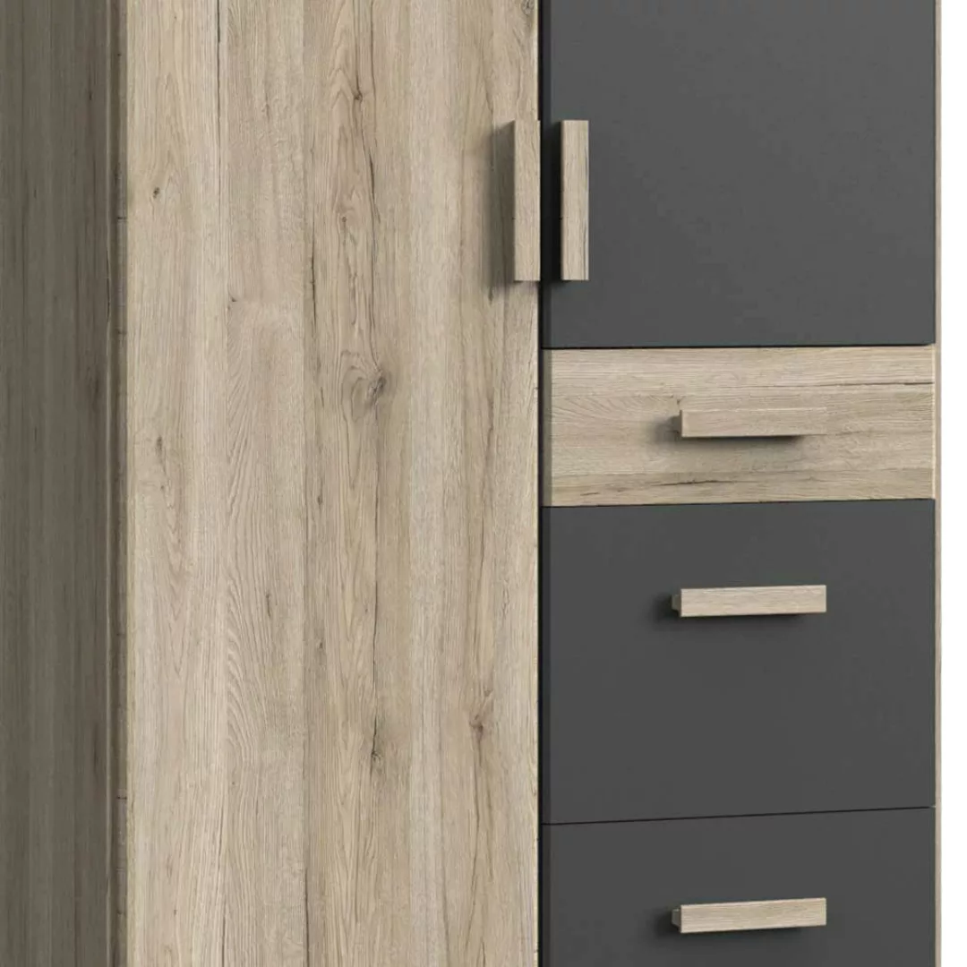 Jugendkleiderschrank modern in Dunkelgrau Eiche San Remo günstig online kaufen