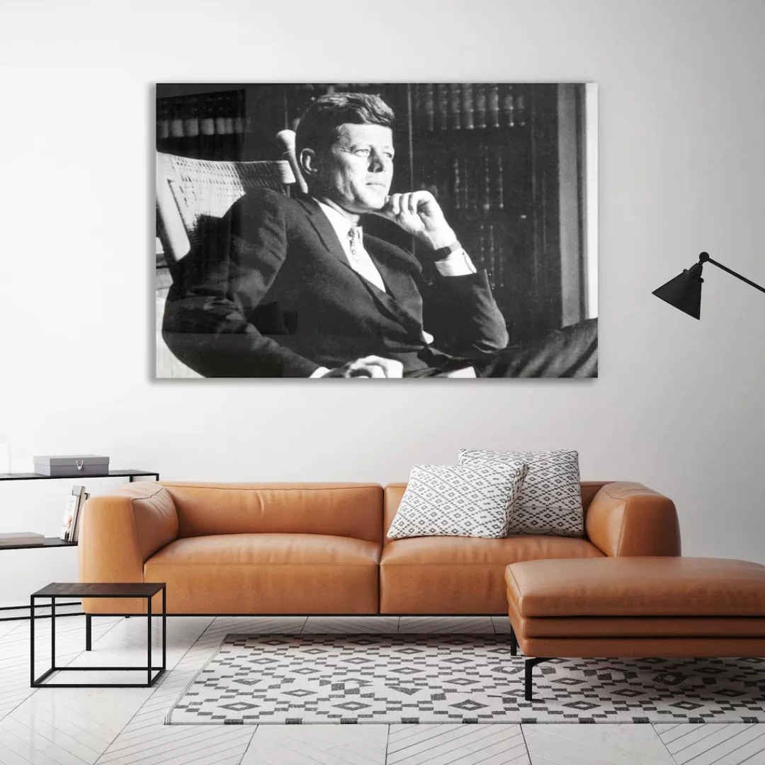 queence Acrylglasbild "Kennedy", Mann-Stars-Portrait-Schwarz-Weiß, Fine Art günstig online kaufen