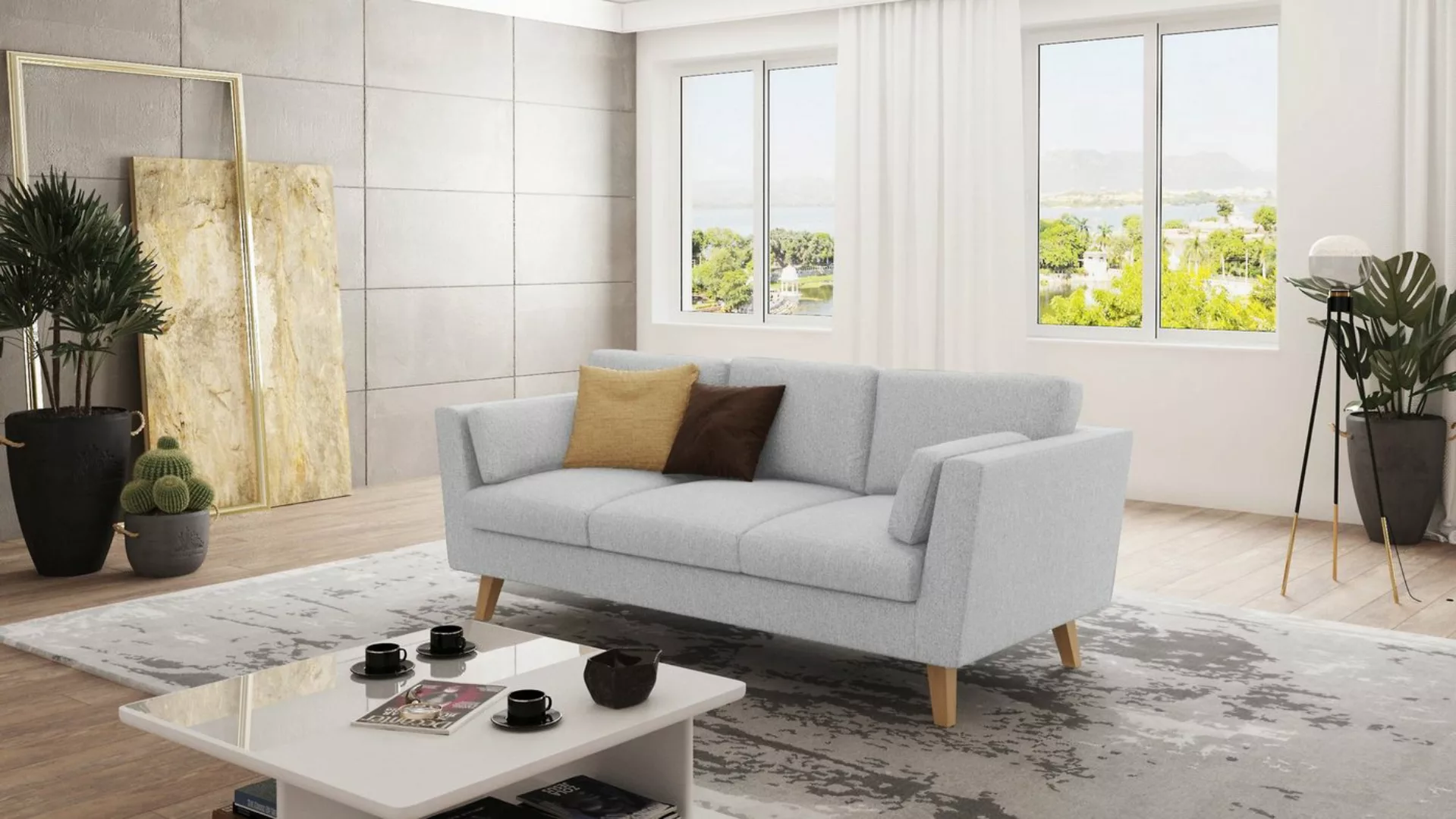 S-Style Möbel 3-Sitzer Sofa mit Holzfüßen im skandinavischen Stil Angeles, günstig online kaufen