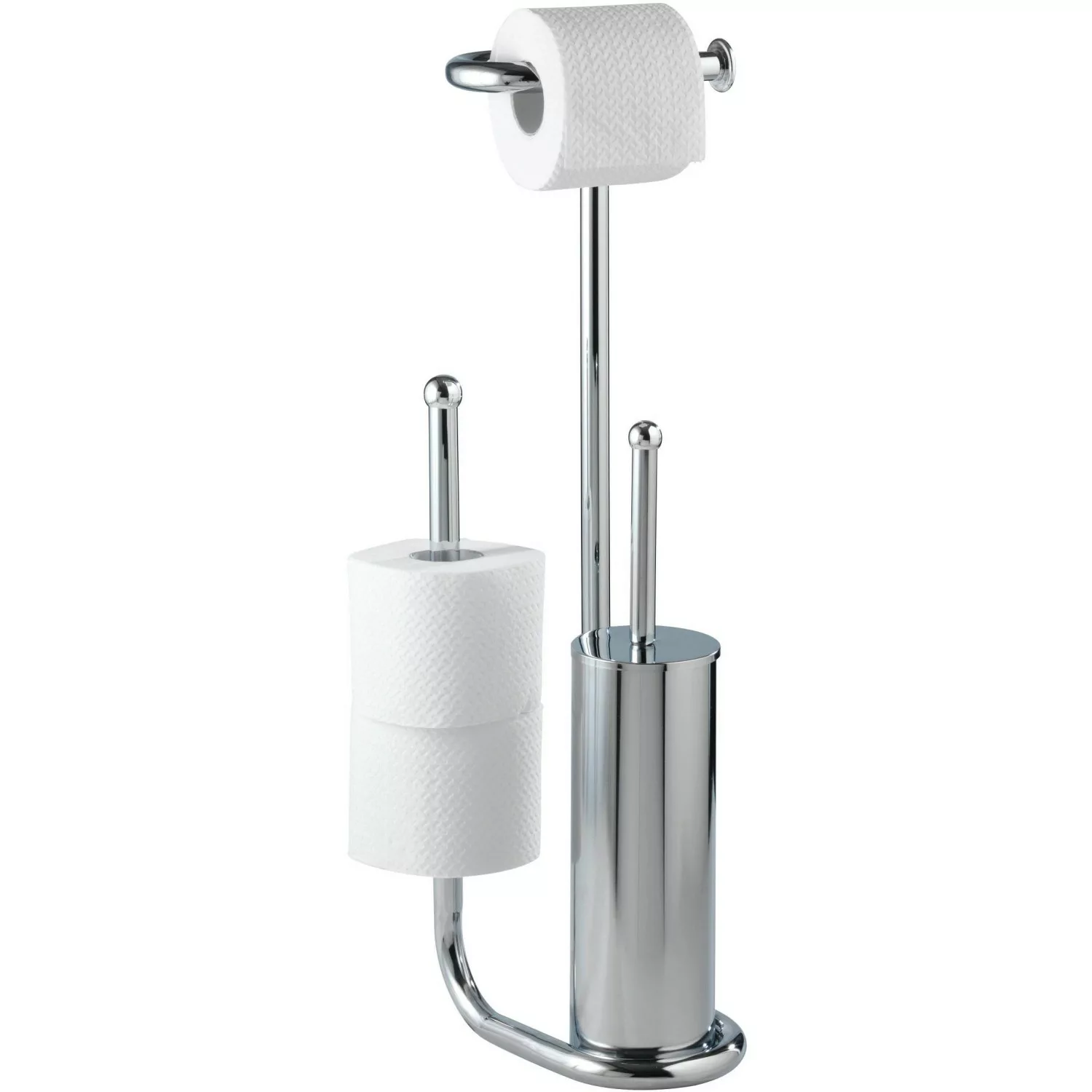 Stand WC Garnitur Chrom mit Ersatzrollenhalter - silber - Metall - 20 cm - günstig online kaufen