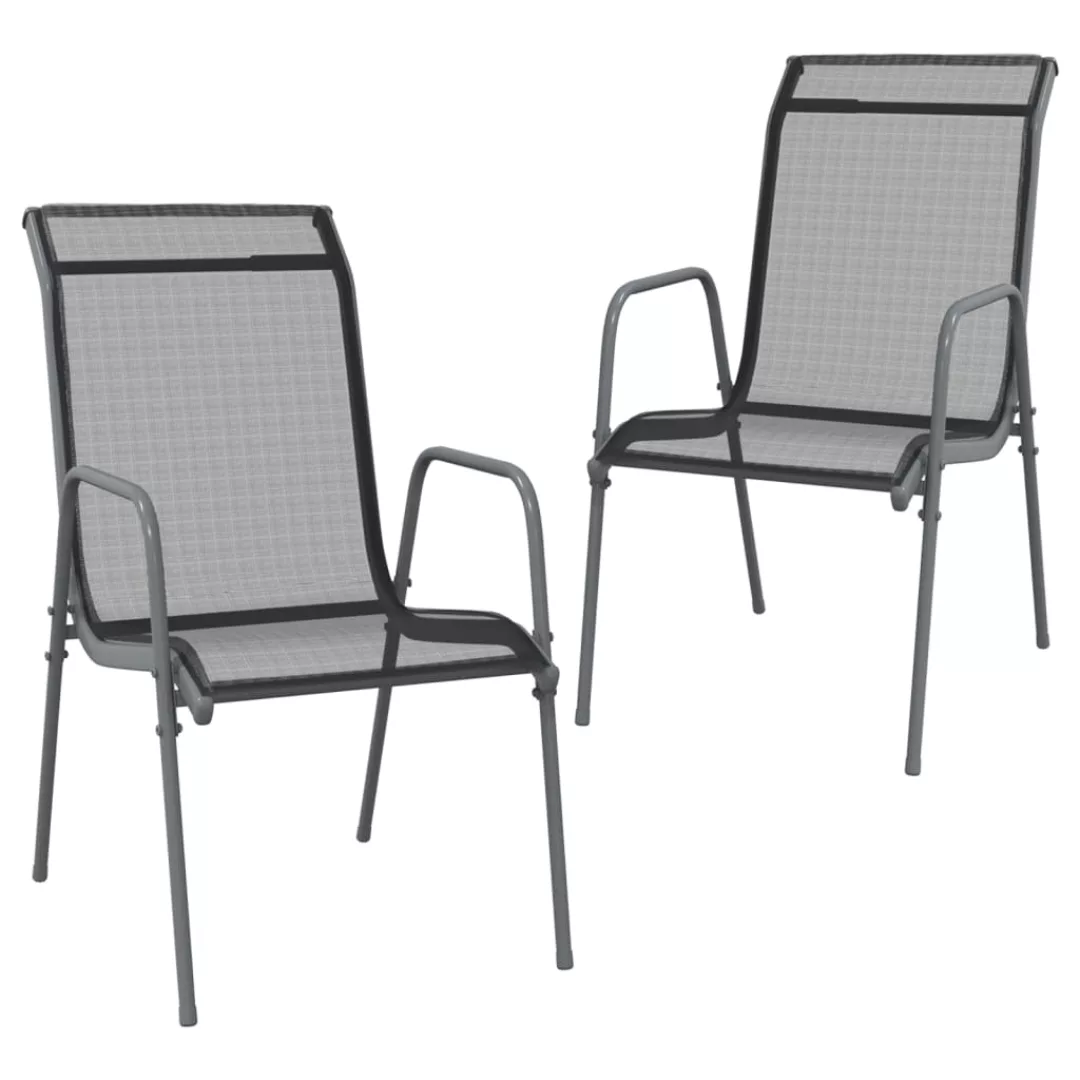 Vidaxl Gartenstühle 2 Stk. Stahl Und Textilene Schwarz günstig online kaufen