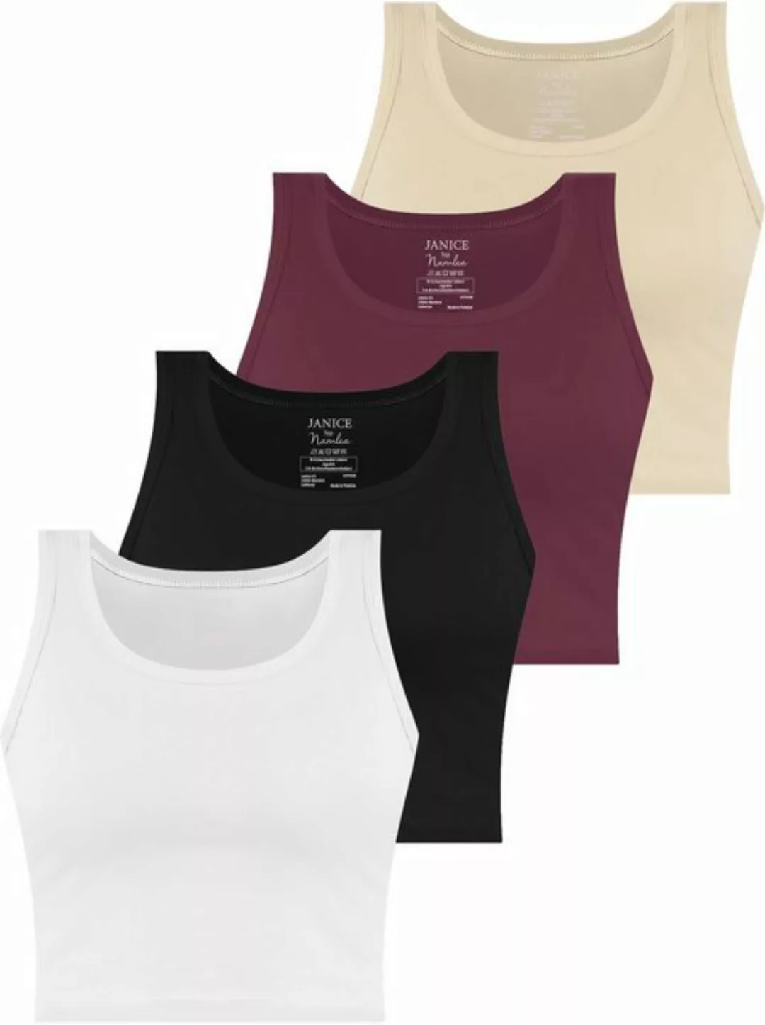 Janice Tanktop 4 x Damen crop Top Namlea Kurzes Tanktop aus Baumwolle günstig online kaufen