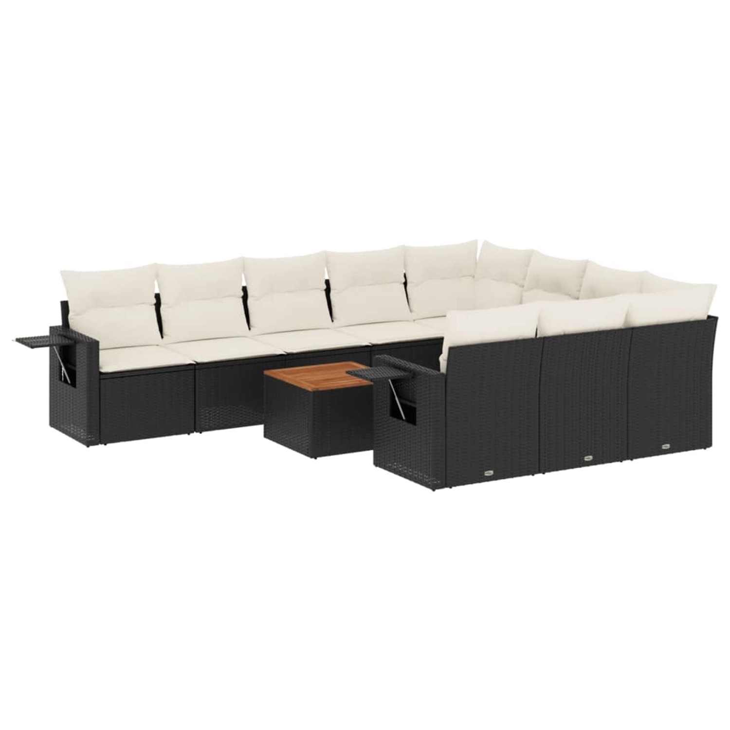 vidaXL 11-Tlg Garten-Sofagarnitur mit Kissen Schwarz Poly Rattan 3257071 günstig online kaufen
