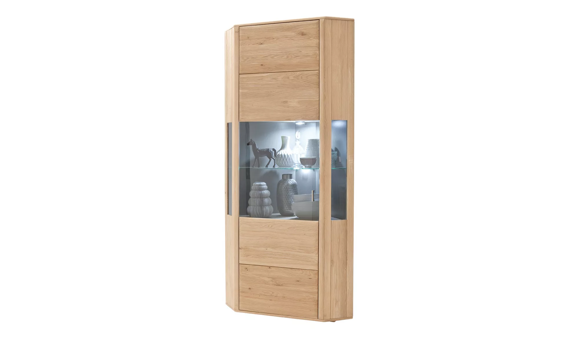 MCA furniture Vitrine Eckvitrine Tarragona, Eiche Bianco, LED Beleuchtung günstig online kaufen