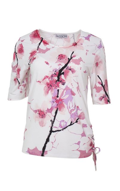 Passioni T-Shirt in Rose, mit Blumenprint und Bindebändern am Saum günstig online kaufen