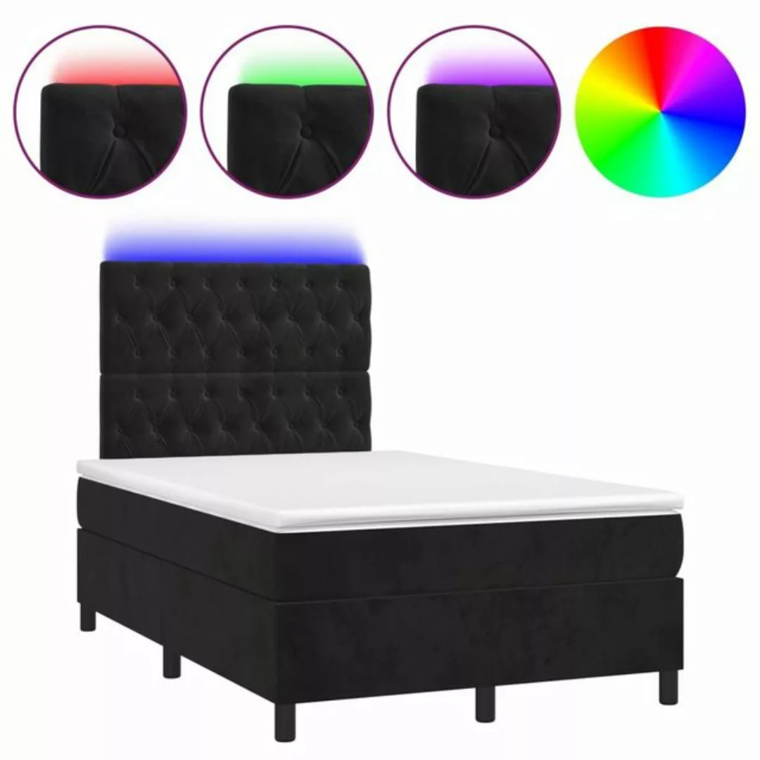 vidaXL Bettgestell Boxspringbett mit Matratze LED Schwarz 120x200 cm Samt B günstig online kaufen