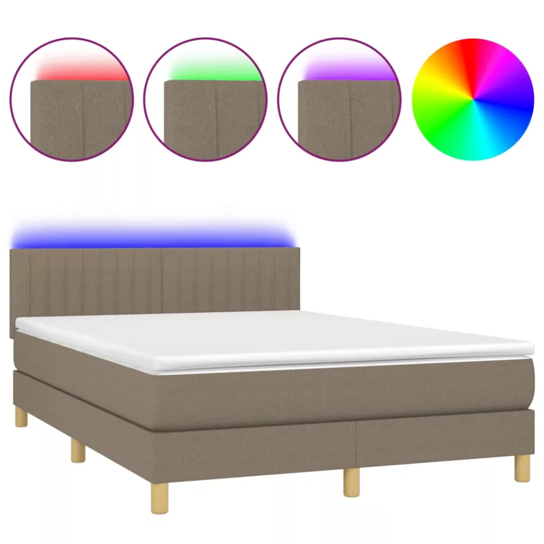 Vidaxl Boxspringbett Mit Matratze & Led Dunkelgrau 140x200 Cm Stoff günstig online kaufen