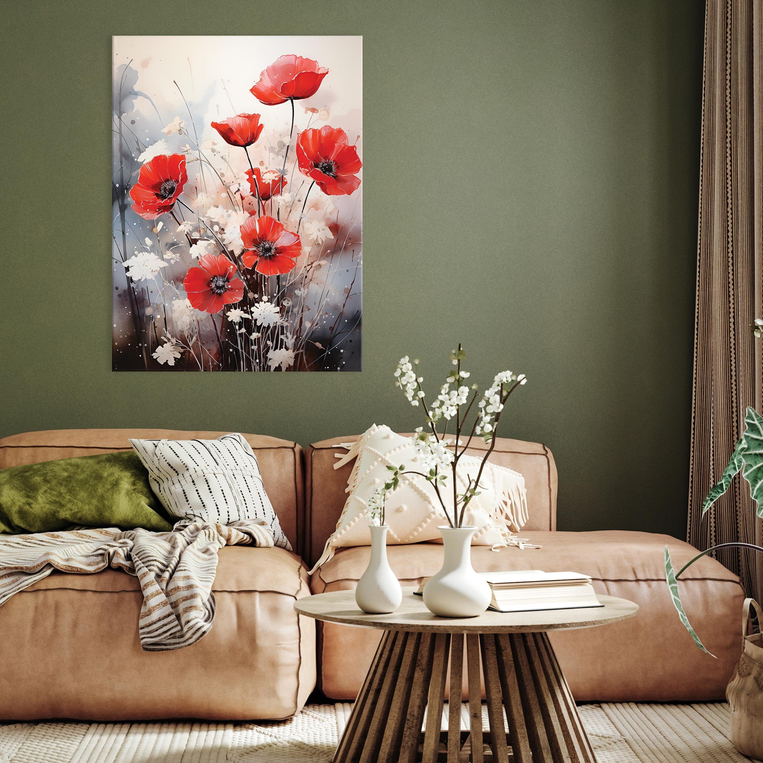 Wallarena Leinwandbild Mohnblumen Blumen Gemalt Wandbild günstig online kaufen
