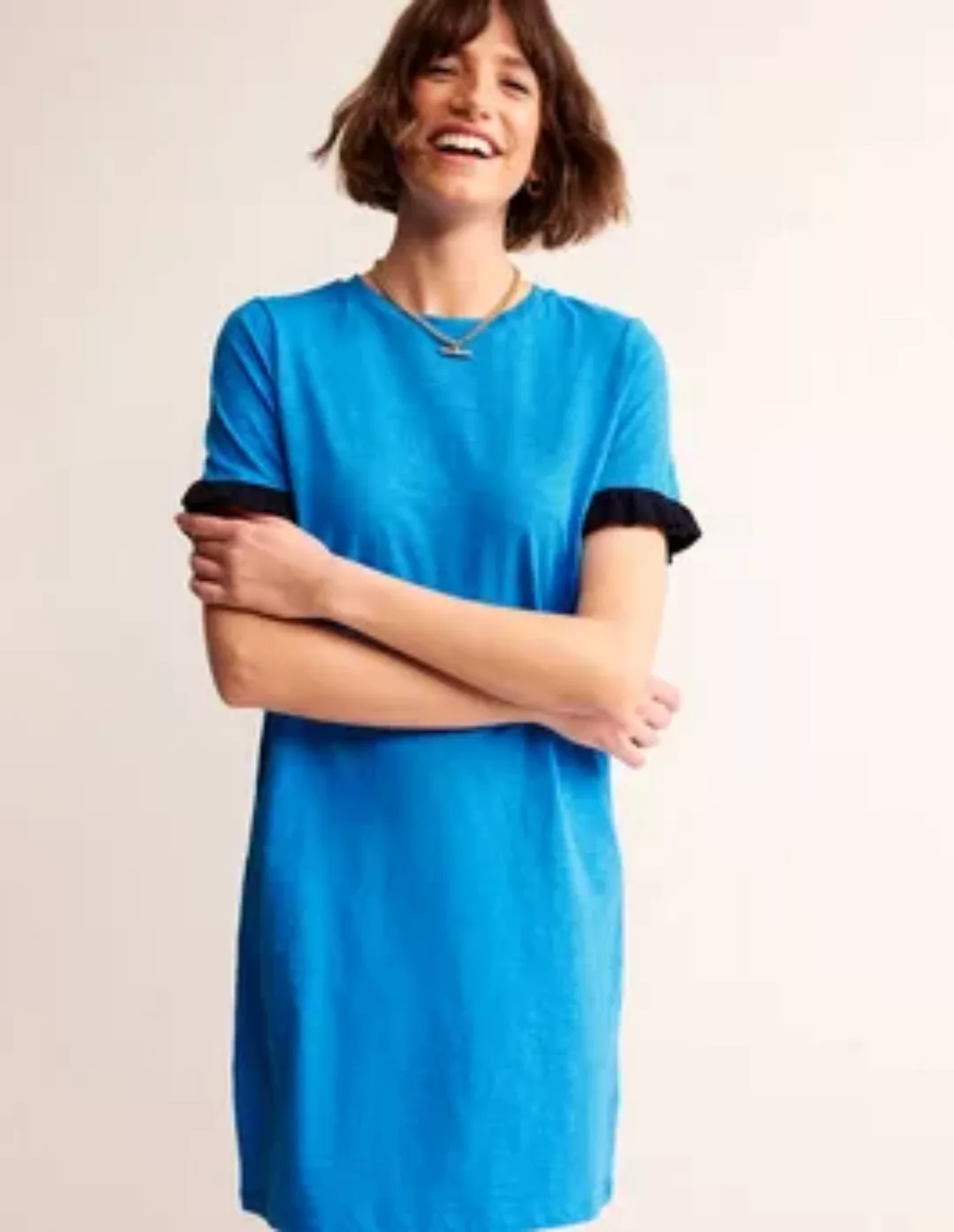 Emily Baumwollkleid mit Rüschen Damen Boden, Leuchtendes Blau günstig online kaufen