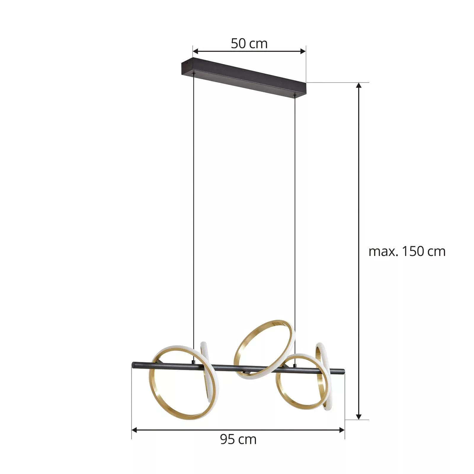 Lucande LED-Hängeleuchte Madu, schwarz, Metall, 92,5 cm lang günstig online kaufen