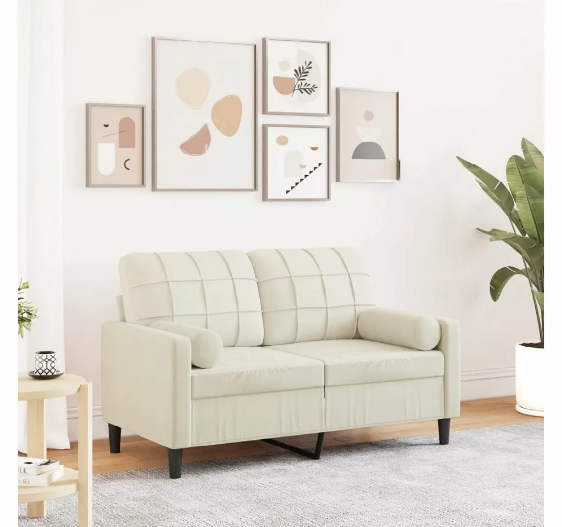 vidaXL Sofa, 2-Sitzer-Sofa mit Zierkissen Creme 120 cm Samt günstig online kaufen