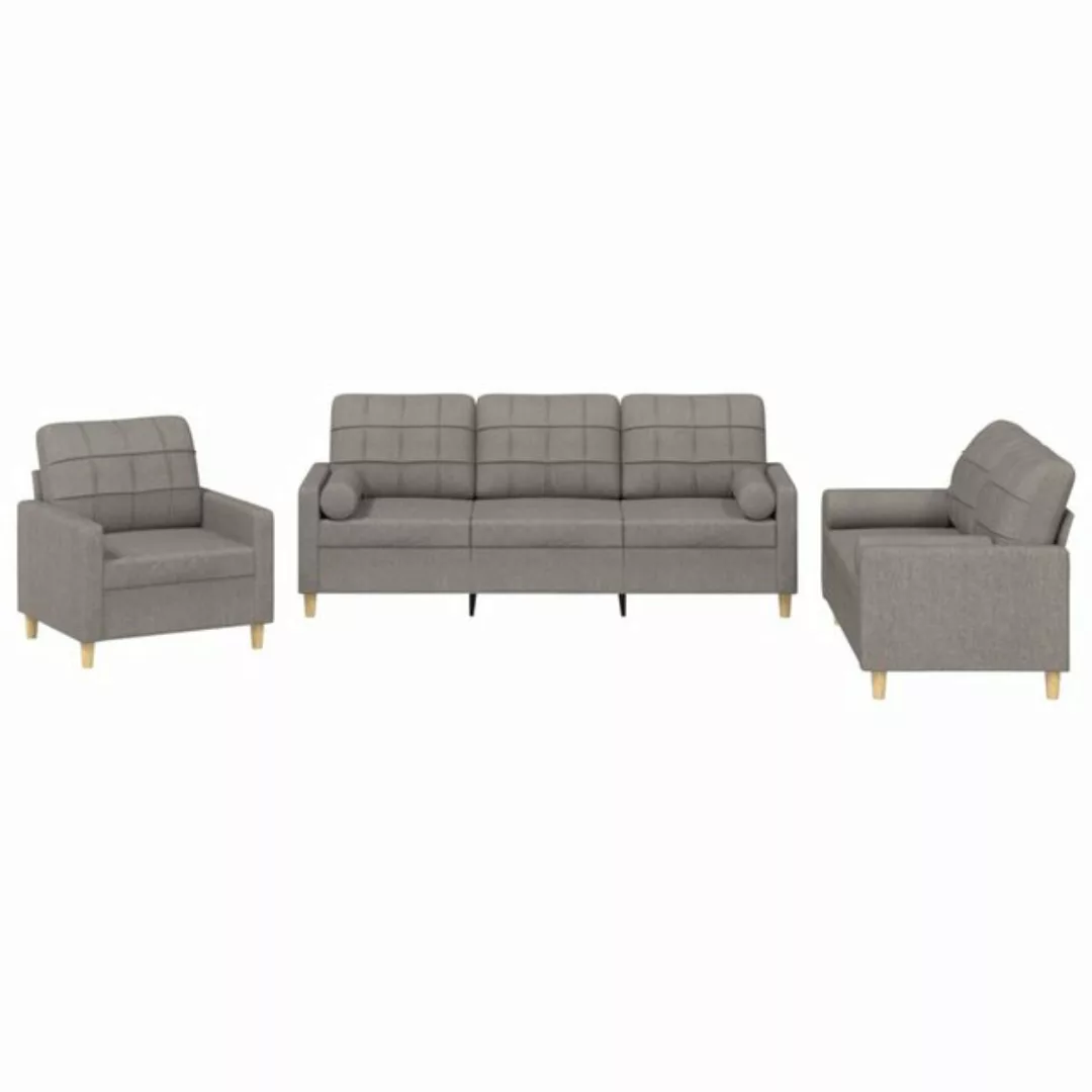 vidaXL Sofa Sofagarnitur mit Kissen Stoff, mit Zierkissen, Taupe günstig online kaufen