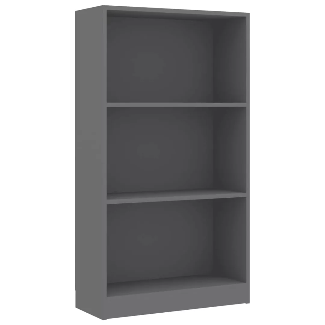 Bücherregal 3 Fächer Grau 60 X 24 X 108 Cm Spanplatte günstig online kaufen