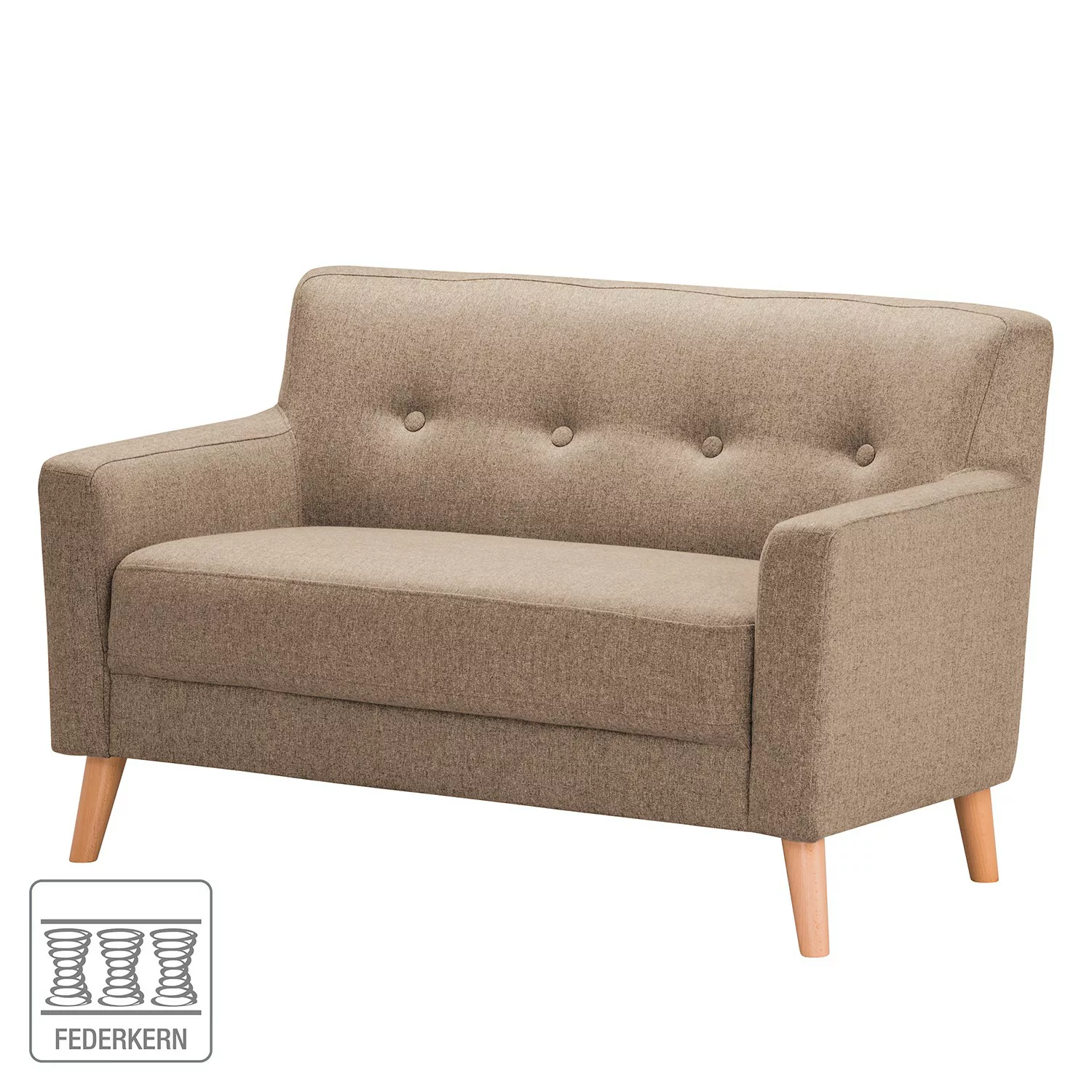 home24 Norrwood Sofa Bette I 2-Sitzer Cappuccino Webstoff 130x82x80 cm günstig online kaufen