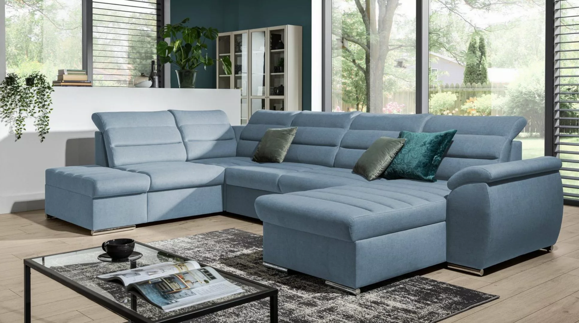 Stylefy Wohnlandschaft Karos, U-Form, Sofa, Steppung günstig online kaufen