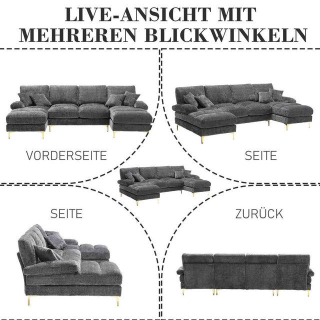 HAUSS SPLOE Sofa U-förmiges modulares Sofa Weiches Couch mit Polstern Schla günstig online kaufen