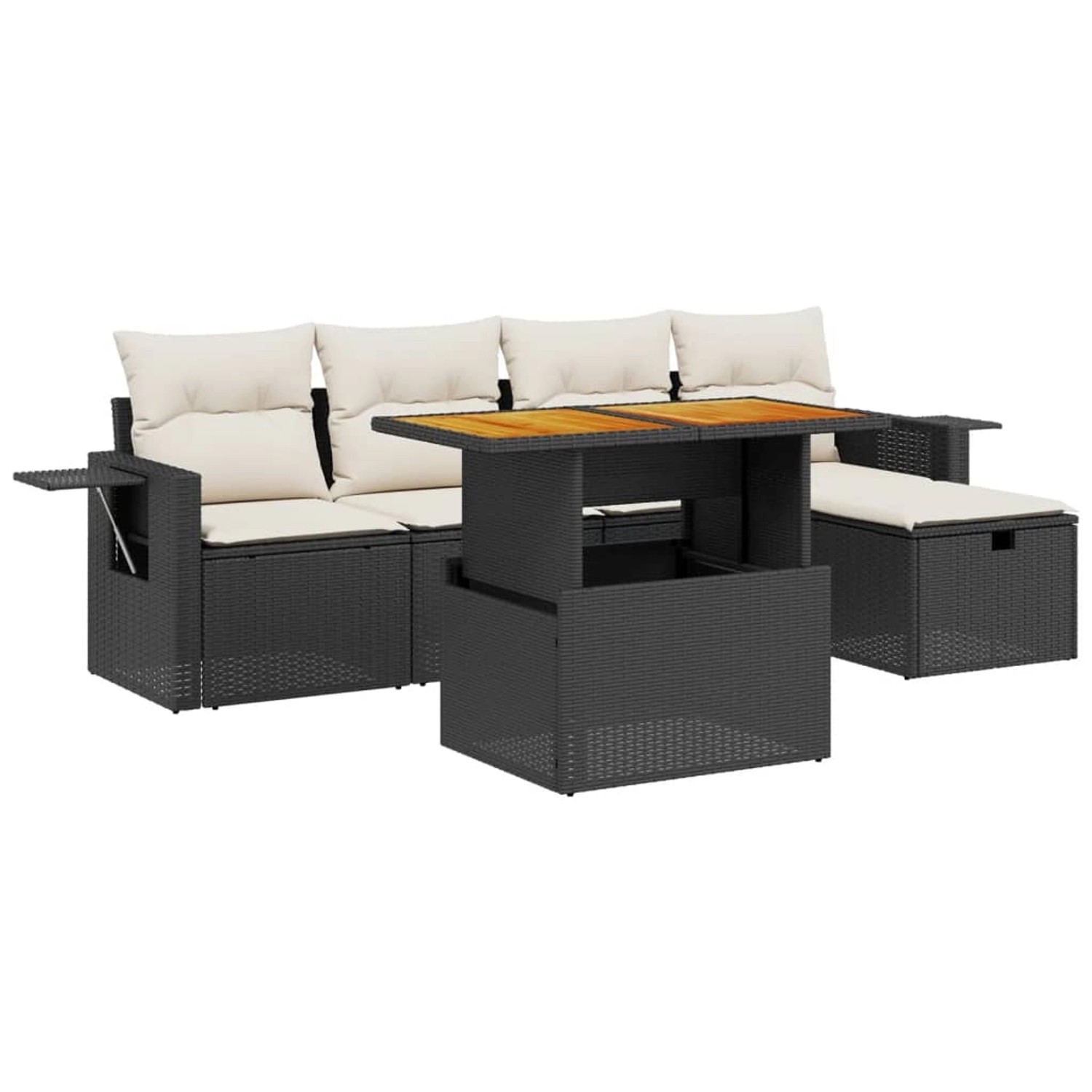 vidaXL 6-Tlg Garten-Sofagarnitur mit Kissen Schwarz Poly Rattan 3275695 günstig online kaufen