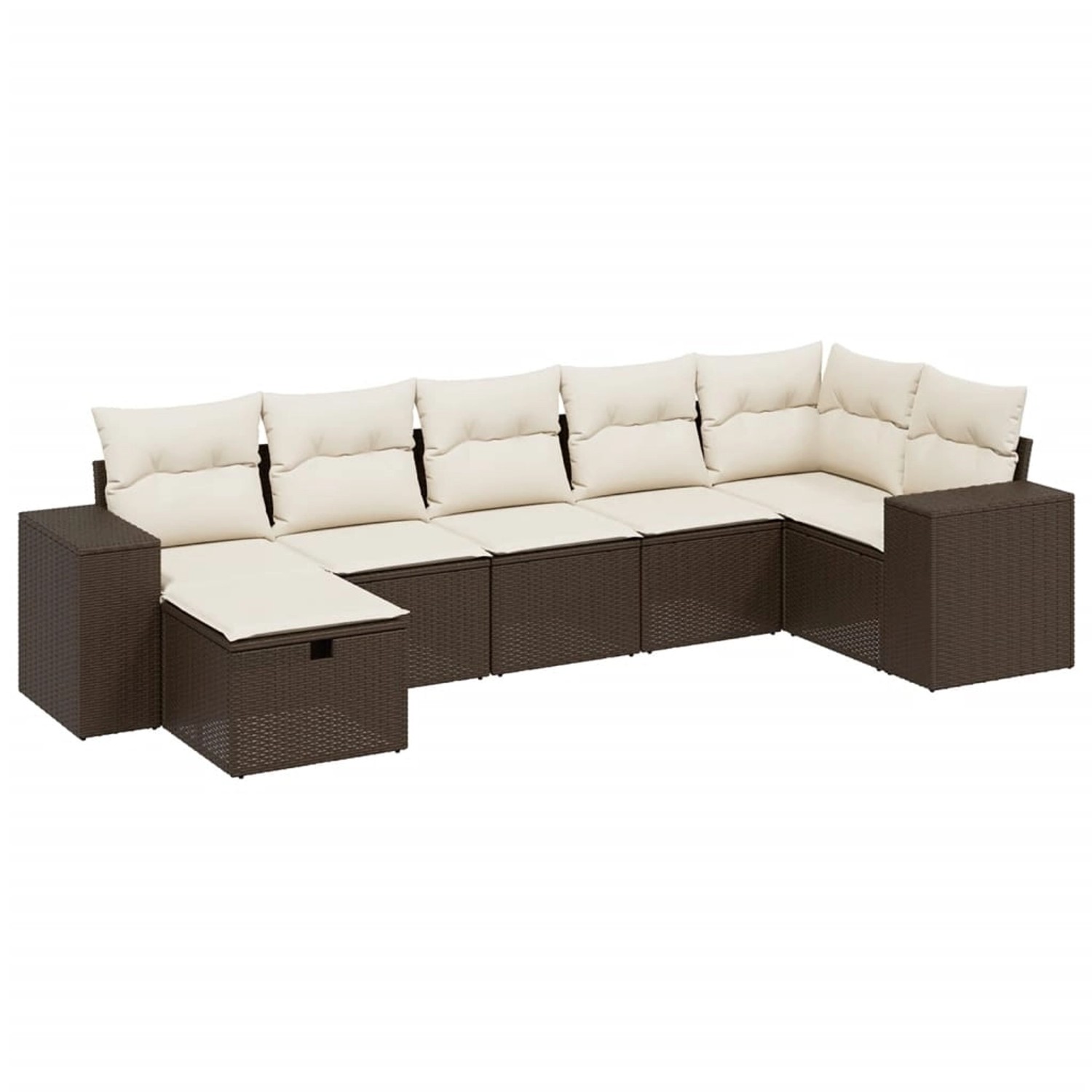 vidaXL 7-Tlg Garten-Sofagarnitur mit Kissen Braun Poly Rattan 3264459 günstig online kaufen