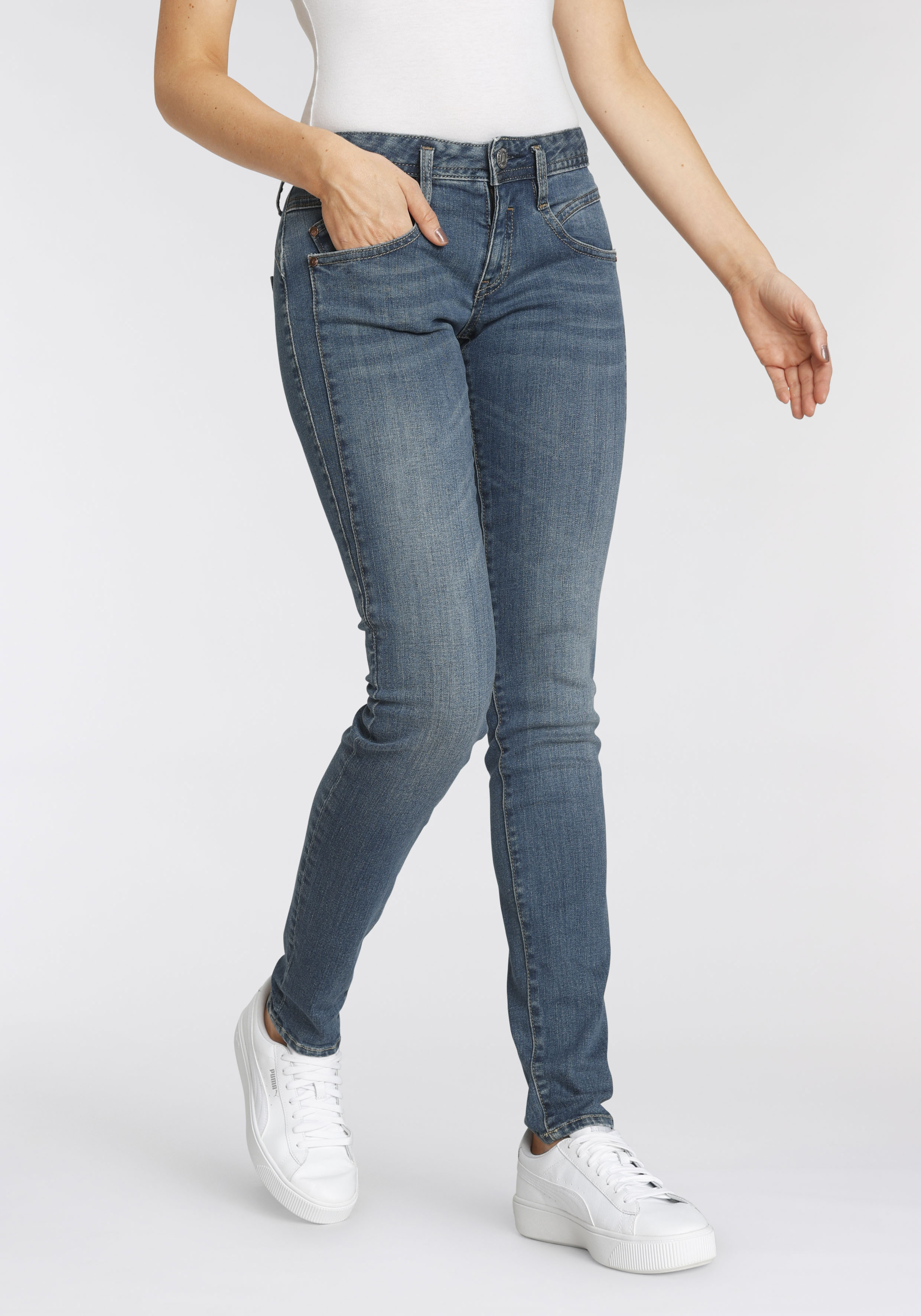 Herrlicher Slim-fit-Jeans "GINA SLIM POWERSTRETCH", mit seitlichem Keileins günstig online kaufen