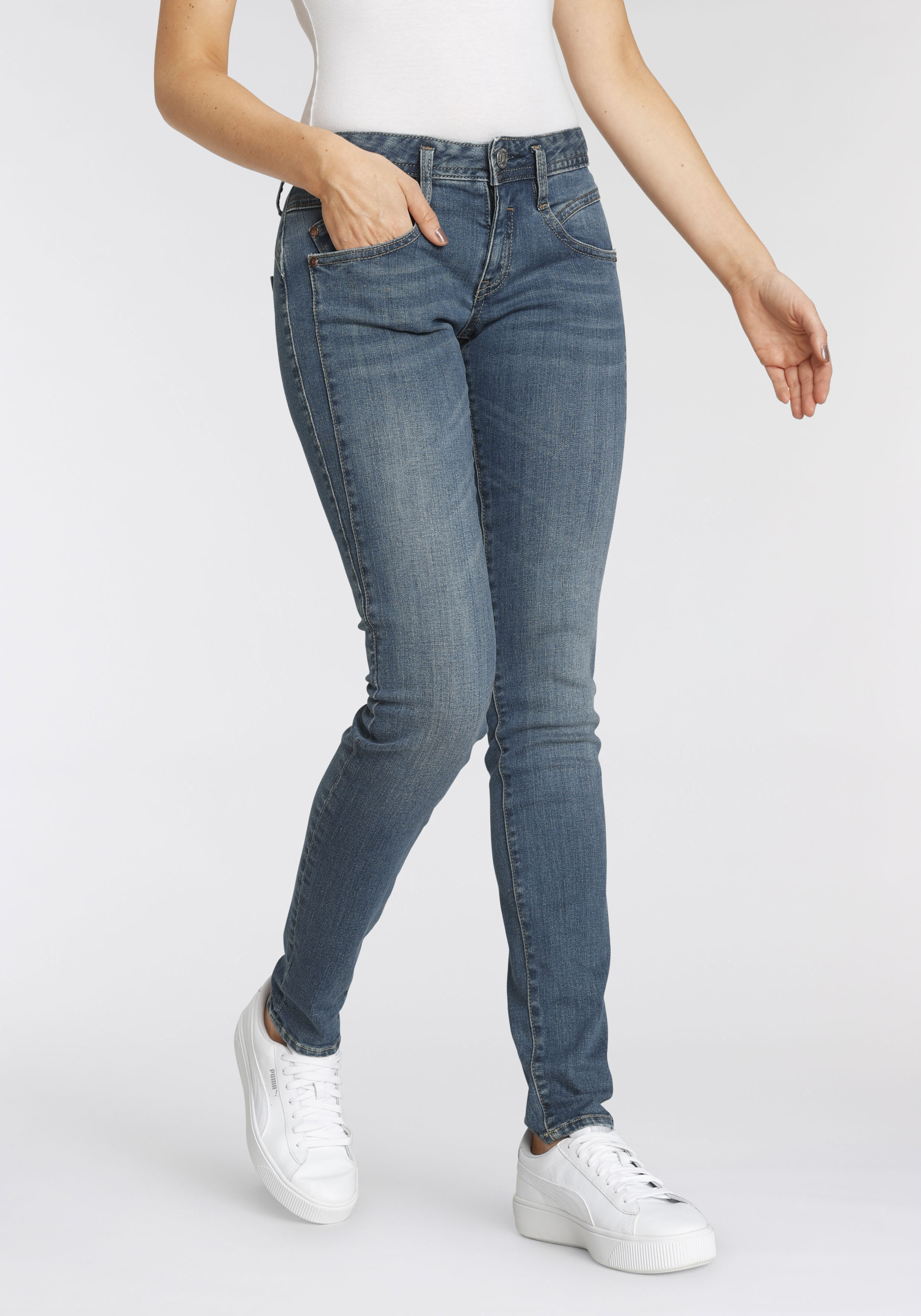 Herrlicher Slim-fit-Jeans GINA SLIM POWERSTRETCH mit seitlichem Keileinsatz günstig online kaufen