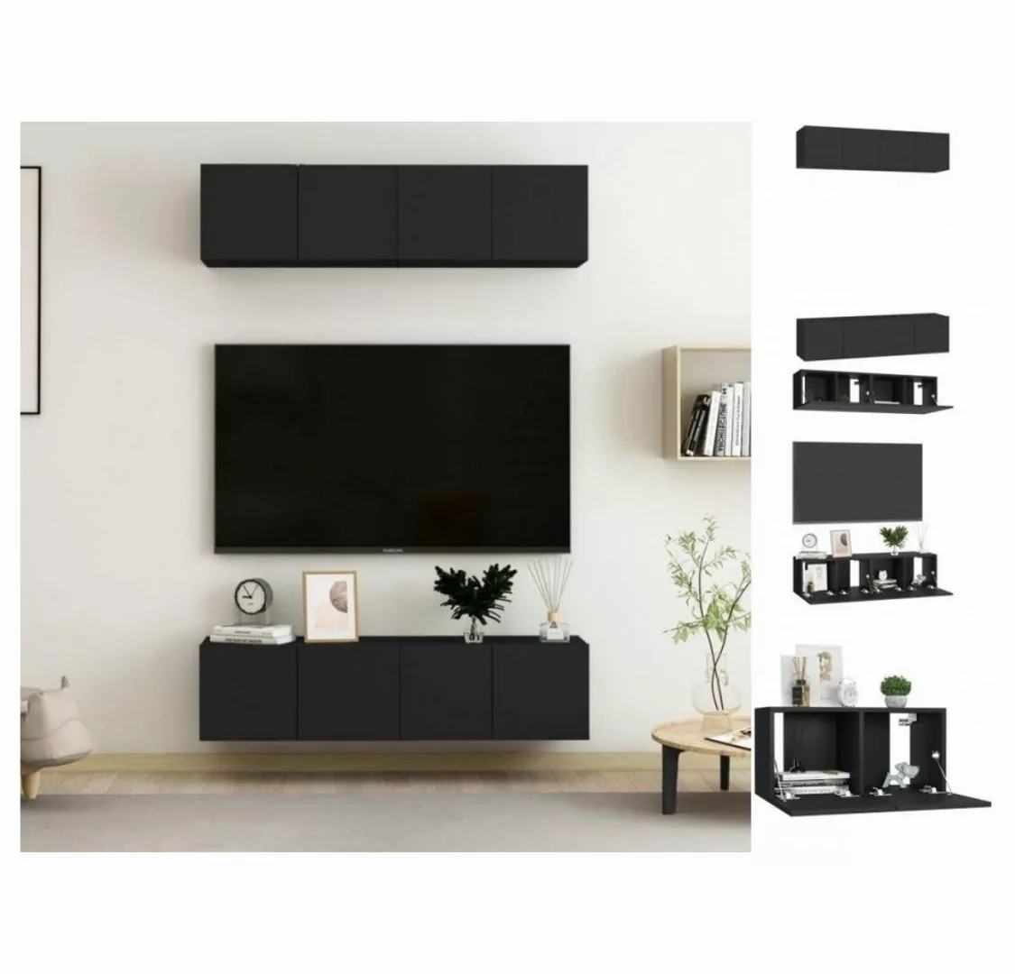 vidaXL TV-Schrank TV-Schränke 4 Stk Schwarz 60x30x30 cm Spanplatte Lowboard günstig online kaufen