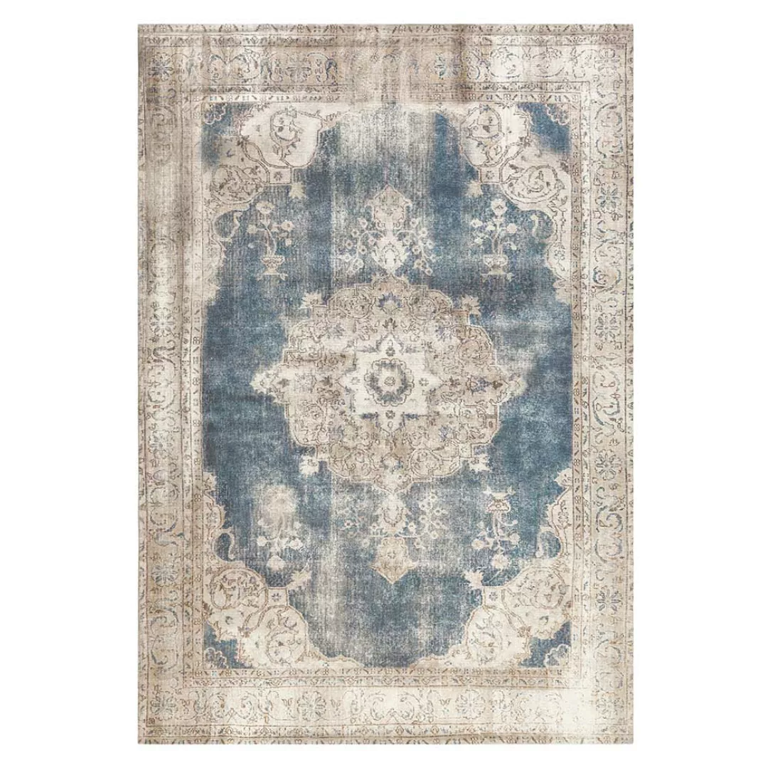 Vintage Design Teppich in Blau und Creme Weiß orientalisch gemustert günstig online kaufen