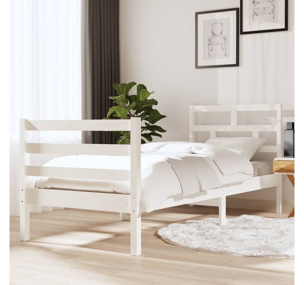 vidaXL Bettgestell Massivholzbett Weiß 75x190 cm 2FT6 Small Single Bett Bet günstig online kaufen