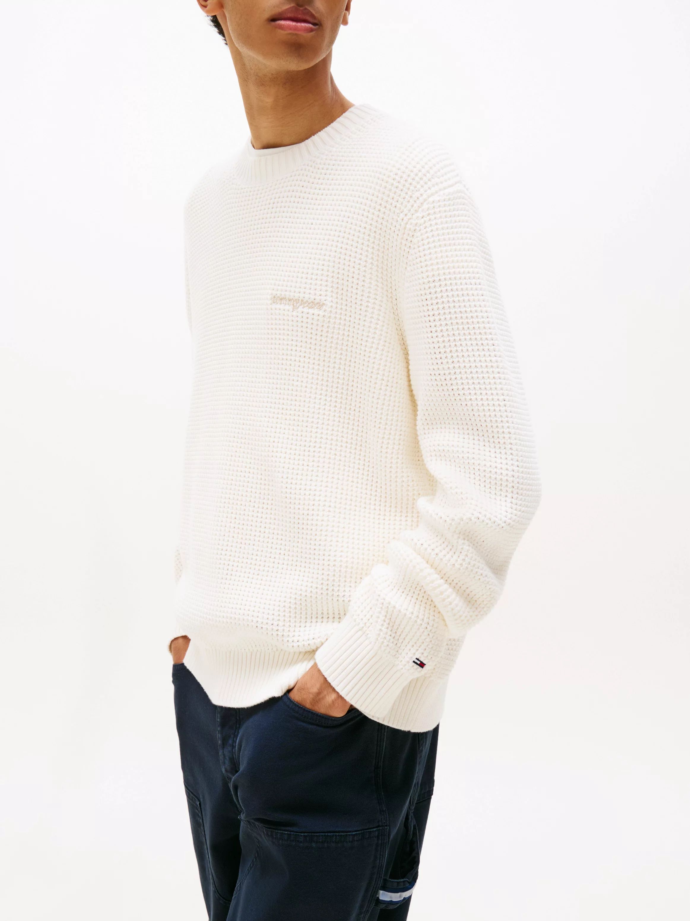 Tommy Jeans Strickpullover "TJM SCRIPT CHUNKY", Regular Fit, Rundhals günstig online kaufen