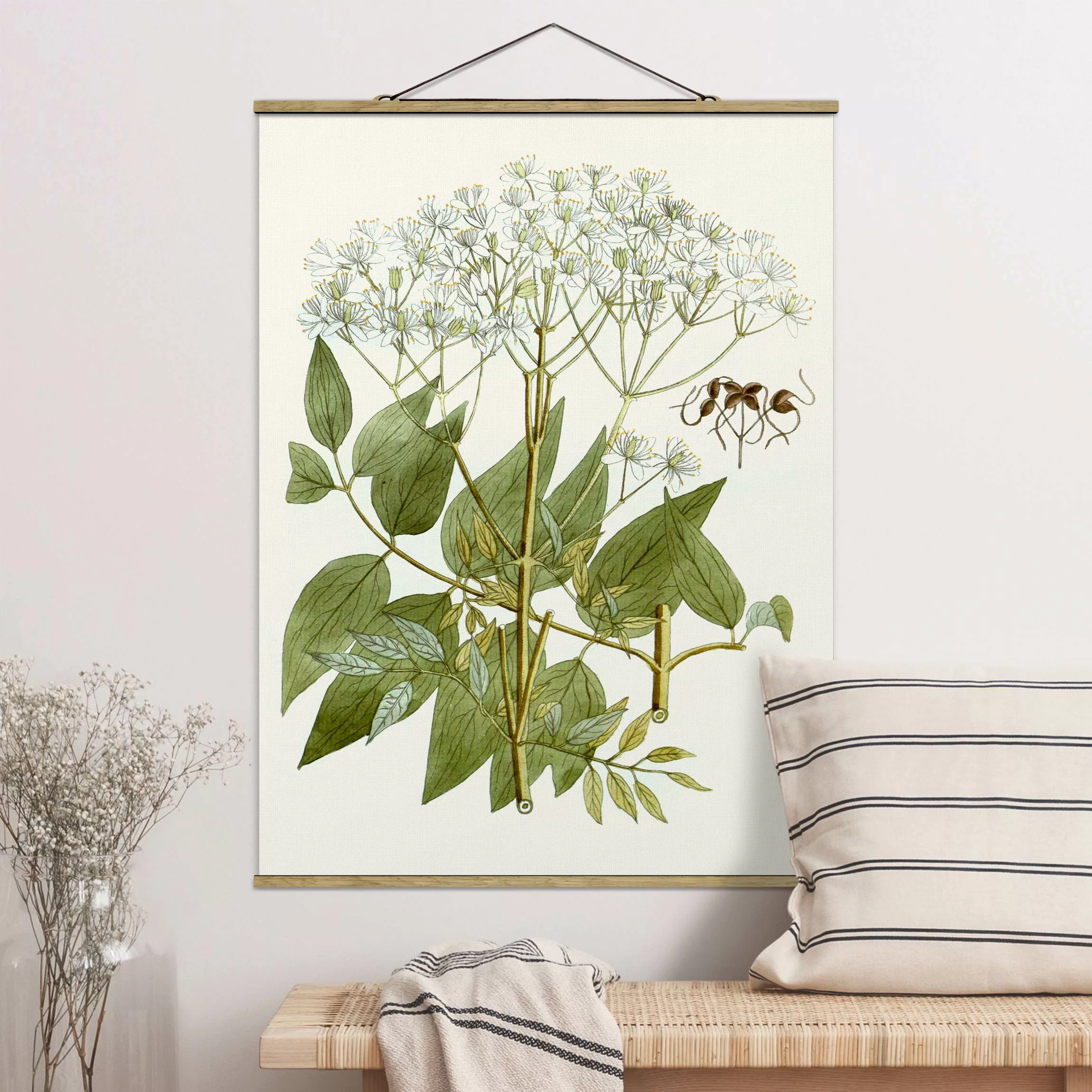 Stoffbild Blumen mit Posterleisten - Hochformat Wildkräuter Schautafel V günstig online kaufen