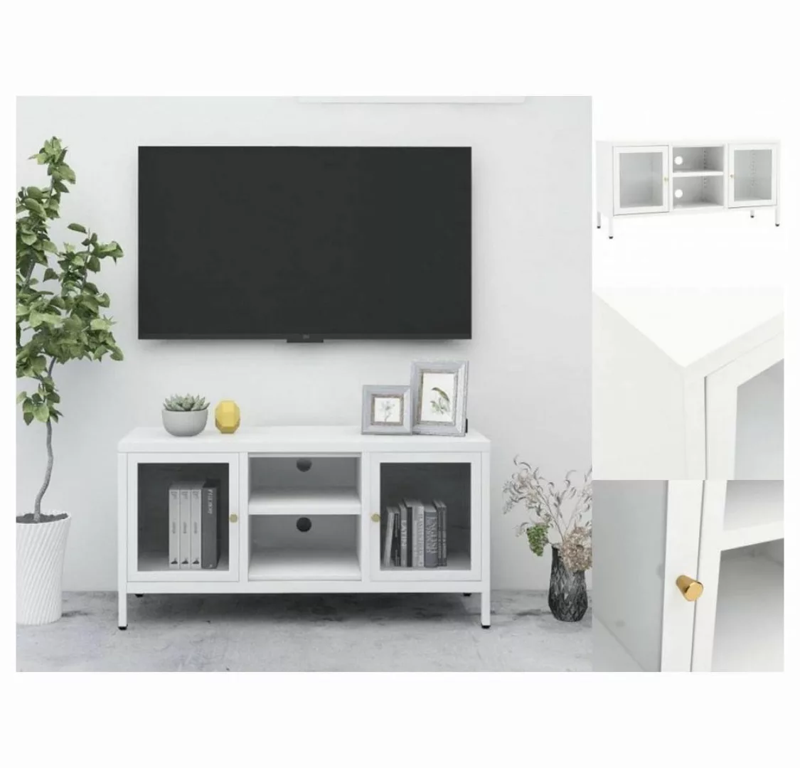 vidaXL TV-Schrank TV-Schrank Weiß 105x35x52 cm Stahl und Glas Lowboard günstig online kaufen