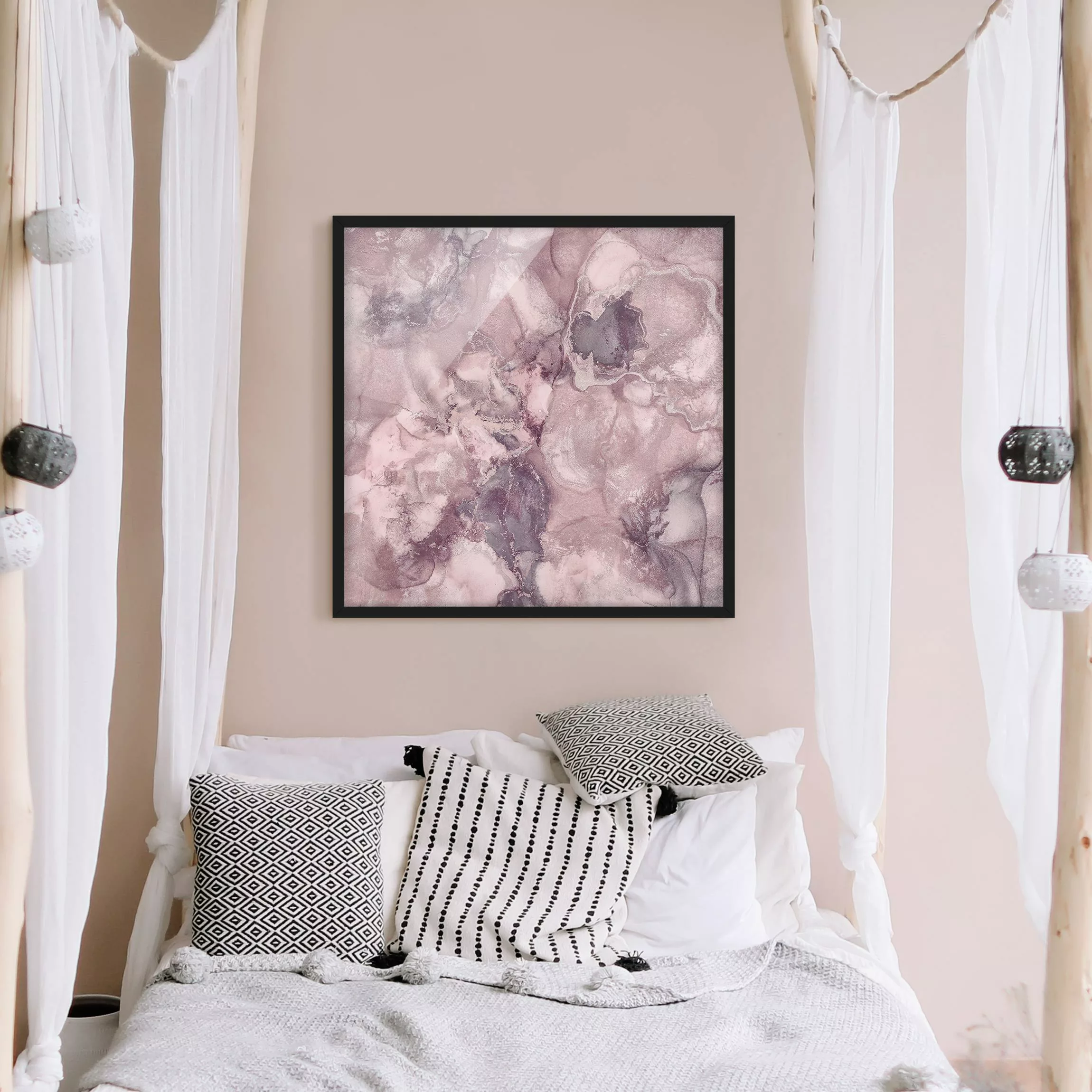 Bild mit Rahmen Farbexperimente Marmor Violett günstig online kaufen