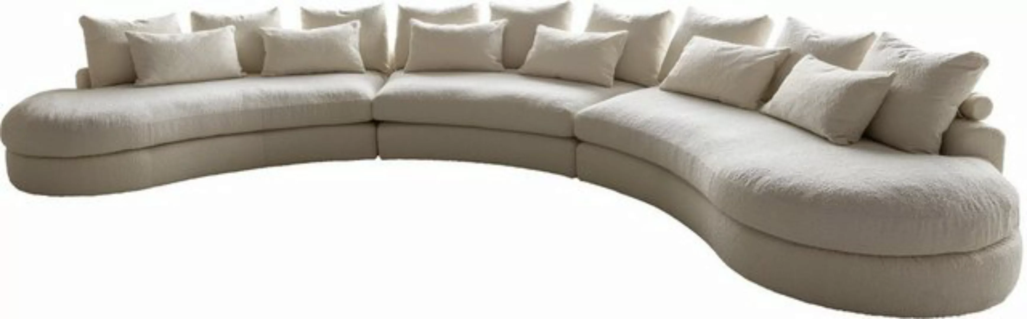 DELIFE Wohnlandschaft Estrea, Bouclé Creme-weiß 500x250 cm Rundsofa günstig online kaufen