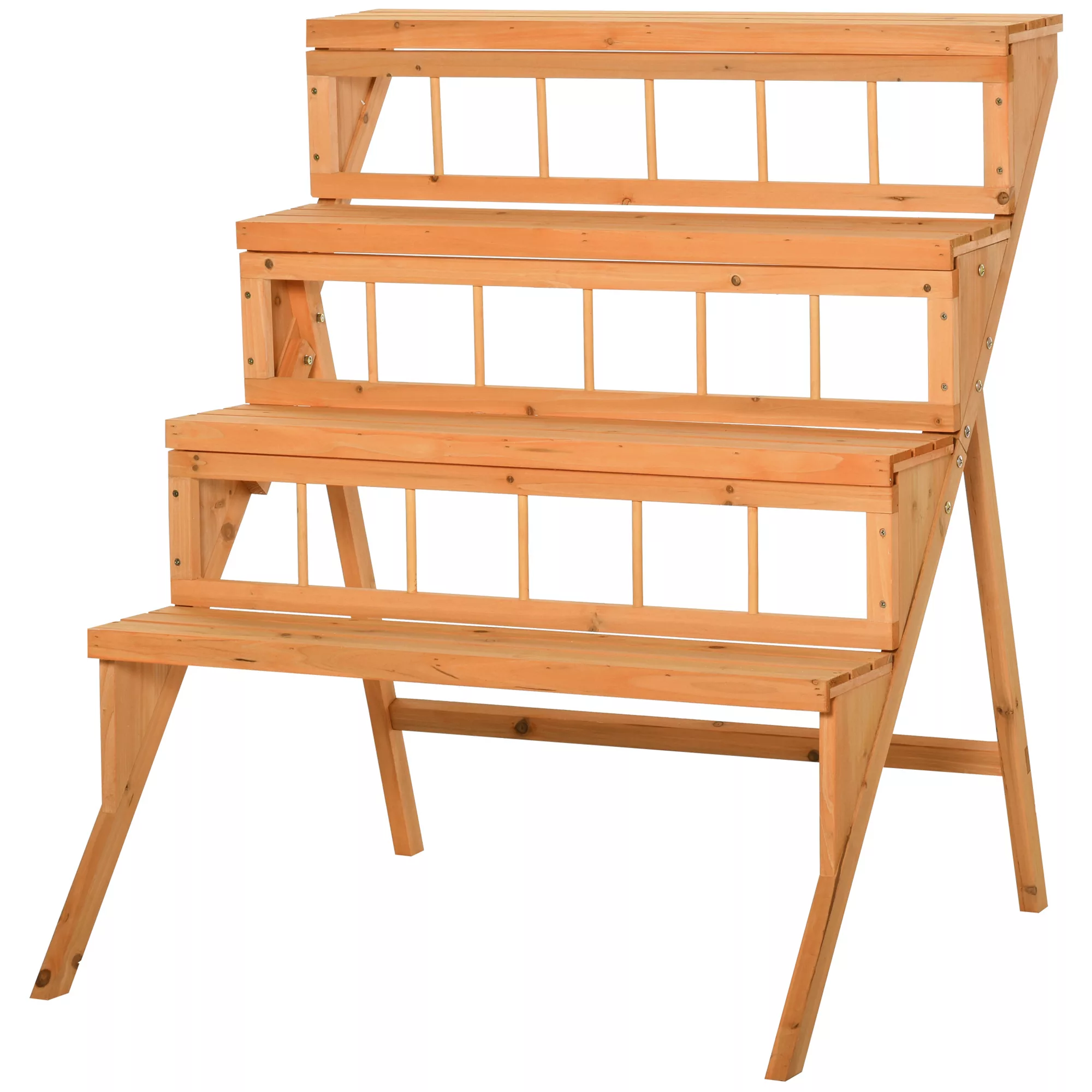 Outsunny Blumenleiterregal aus Holz Blumenständer Pflanzenregal aus Holz 4 günstig online kaufen