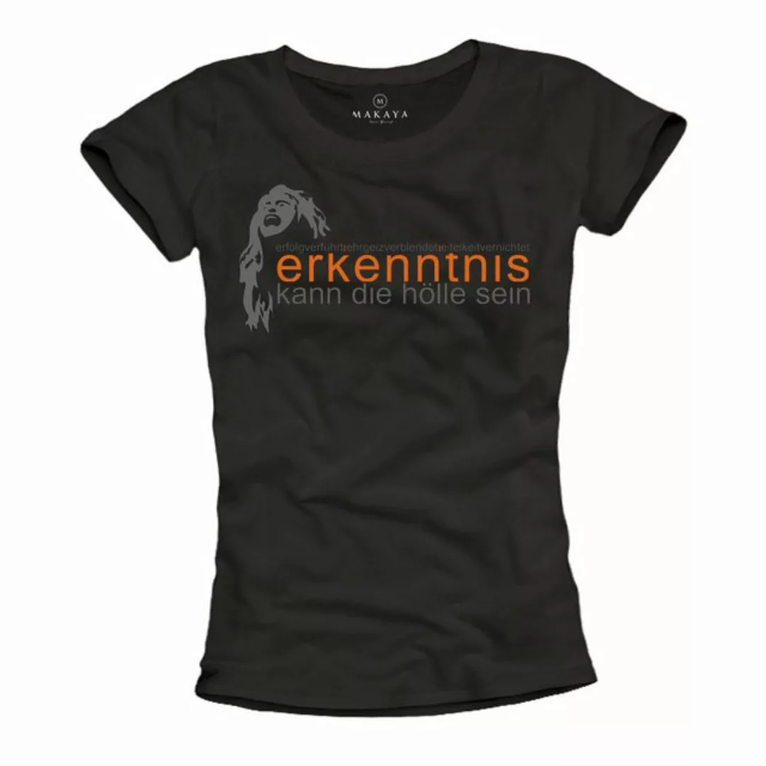 MAKAYA T-Shirt Damen Lustiges Sprüche Top Erkenntnis Slogan Witzige Freche günstig online kaufen