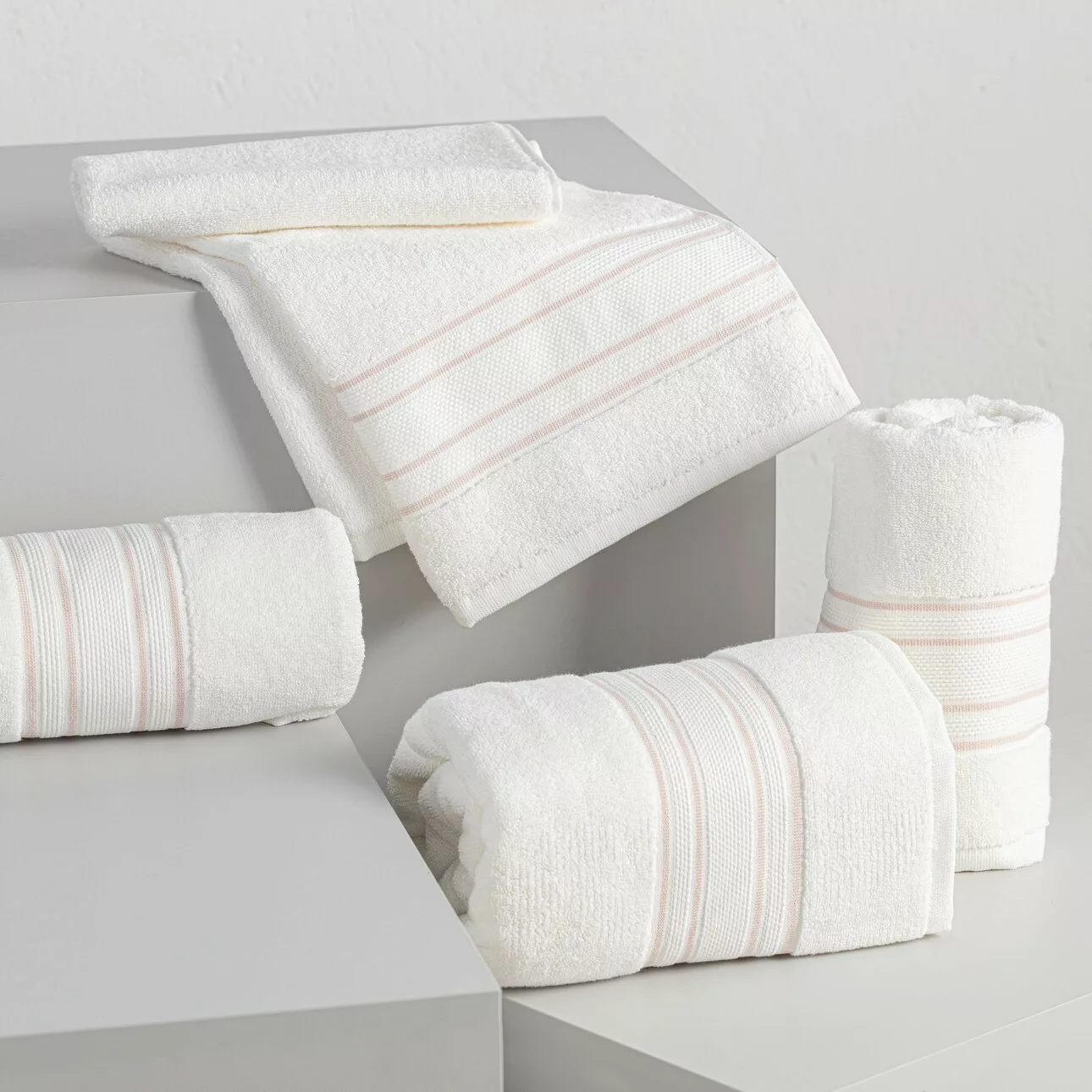 Handtuch-Set Gunnar 3 Stck. creamy white pink, 50 x 90 / 70 x 140 cm günstig online kaufen