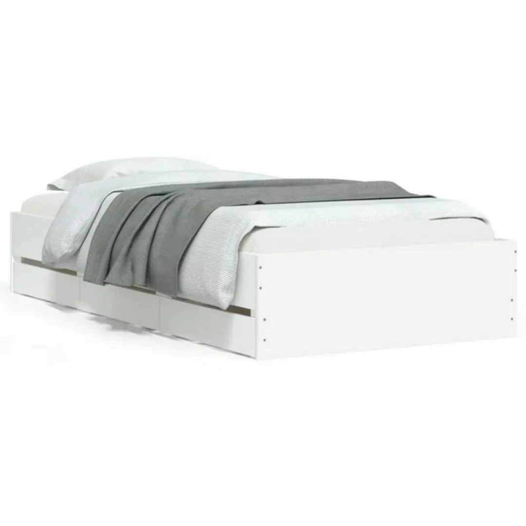 vidaXL Bettgestell Bettgestell mit Schubladen Weiß 75x190 cm Holzwerkstoff günstig online kaufen