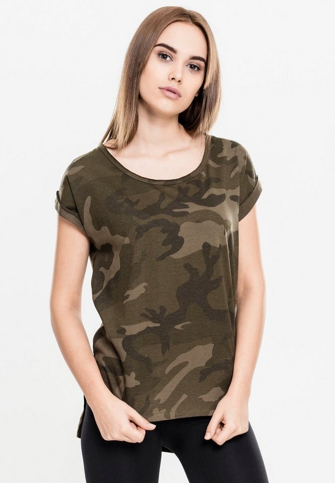 URBAN CLASSICS T-Shirt TB1635 - Ladies Camo Back Shaped Tee olive camo XS günstig online kaufen