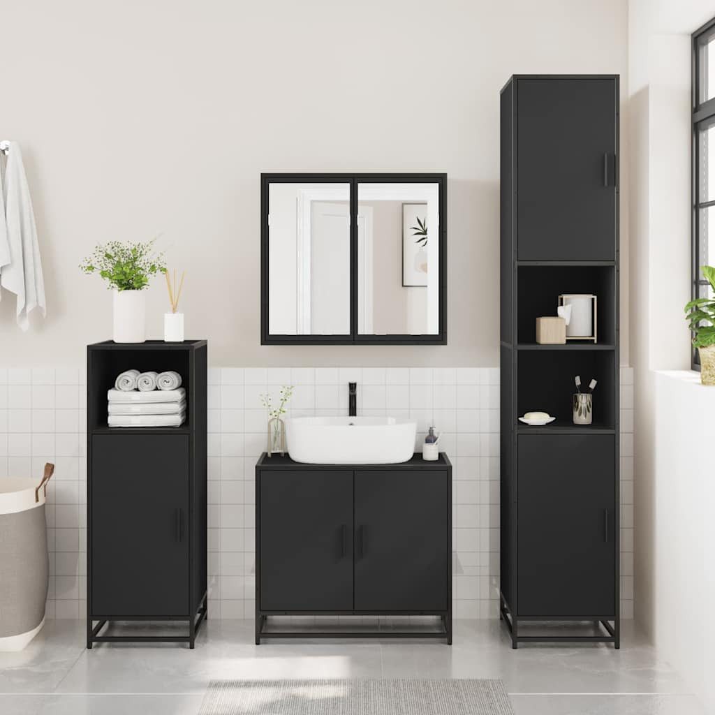 vidaXL Badezimmerspiegelschrank Spiegelschrank Schwarz 65x20x60 cm günstig online kaufen