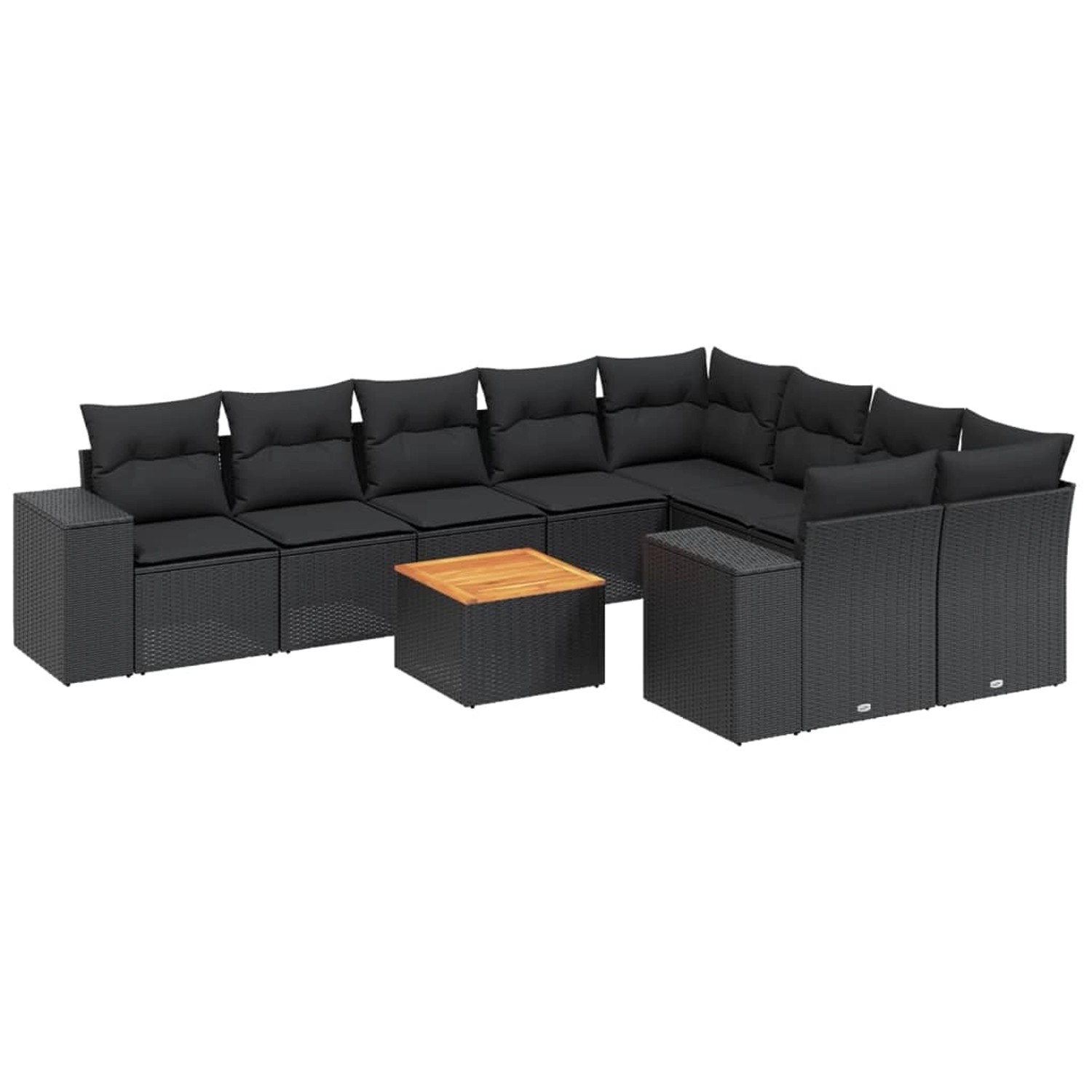 vidaXL 10-tlg Garten-Sofagarnitur mit Kissen Schwarz Poly Rattan Modell 69 günstig online kaufen