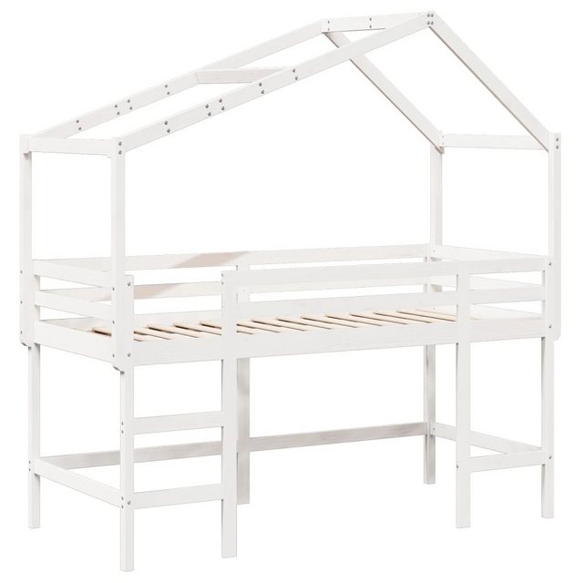 vidaXL Bett Hochbett mit Leiter und Dach Weiß 90x200 cm Massivholz Kiefer günstig online kaufen