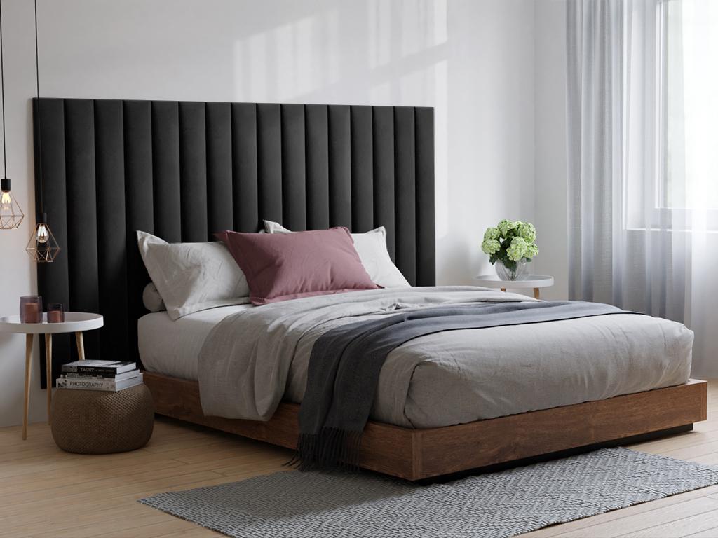 Wandpaneel Bettkopfteil - Samt - 220 cm - Grau - GONDA von Pascal Morabito günstig online kaufen