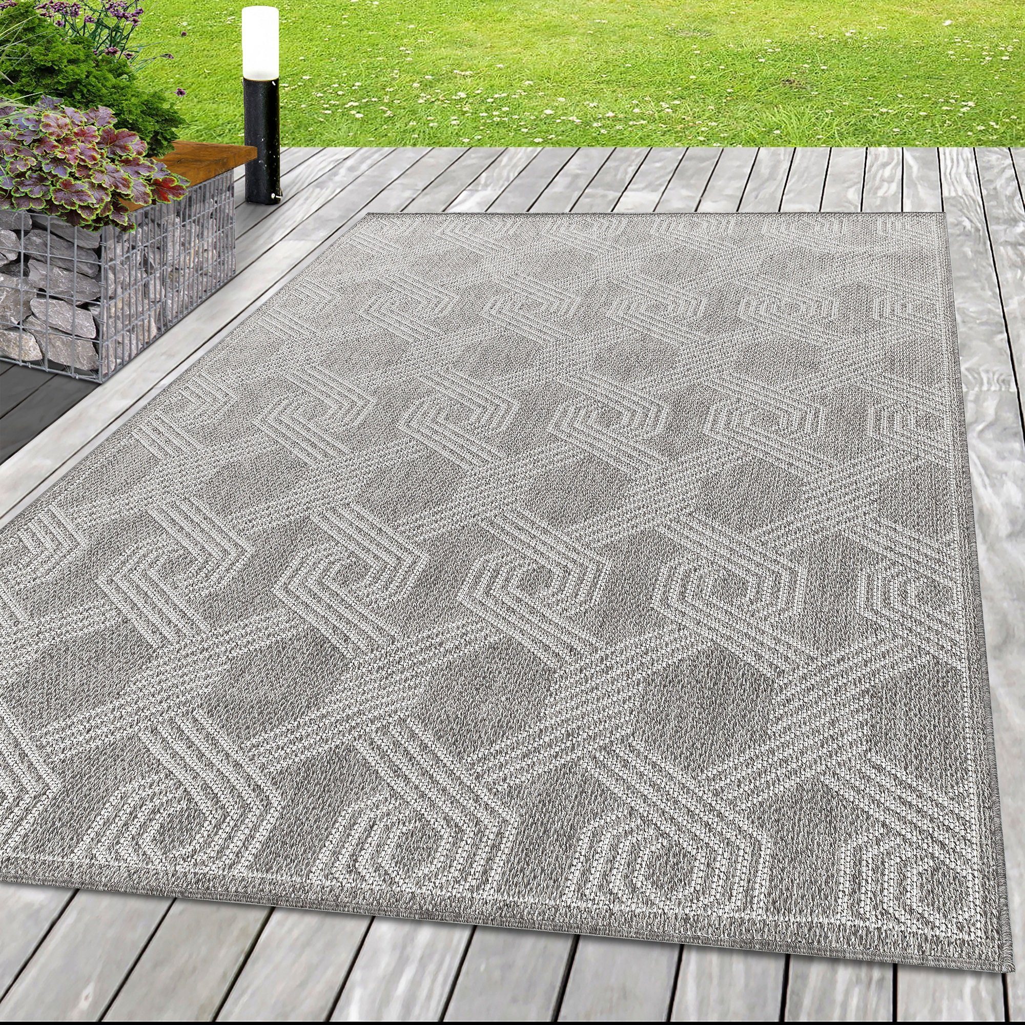 SIMPEX24 Outdoorteppich Geometrisch Design, Läufer, Höhe: günstig online kaufen