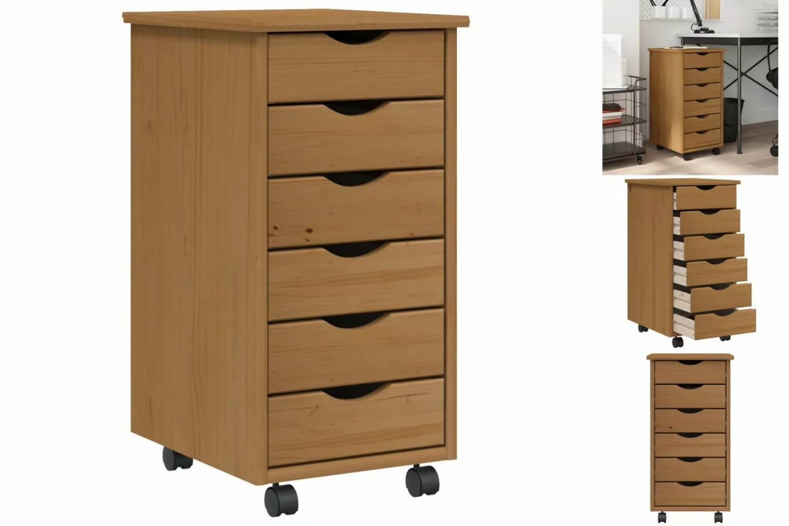 vidaXL Aktenschrank Rollschrank mit Schubladen Aktenschrank MOSS Honigbraun günstig online kaufen