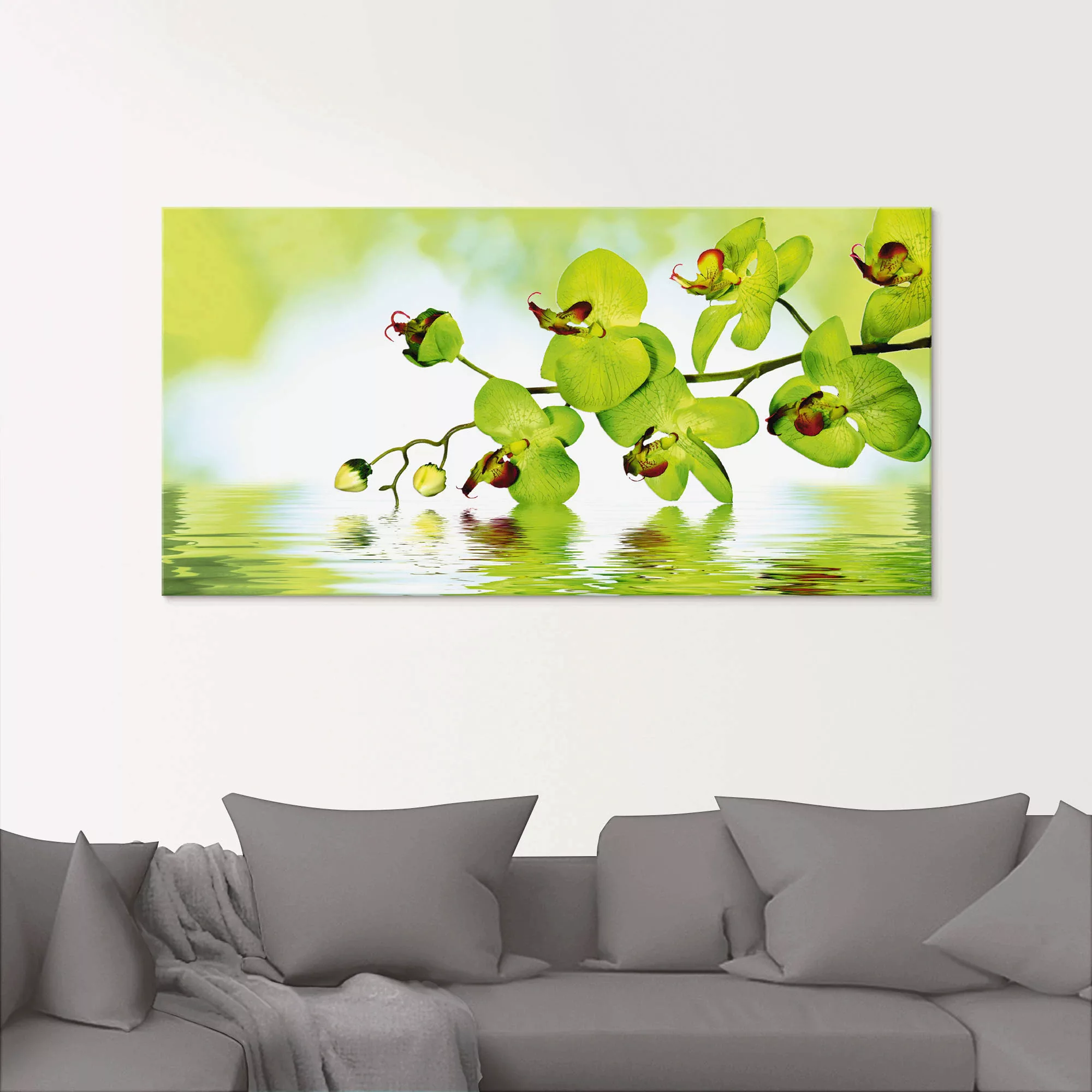 Artland Glasbild »Schöne Orchidee mit grünem Hintergrund«, Blumen, (1 St.), günstig online kaufen