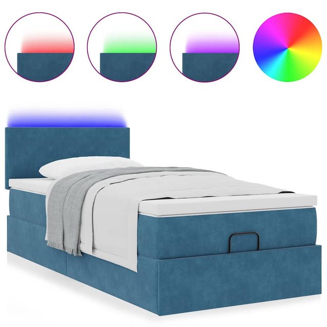 vidaXL Bett Ottoman-Bett mit Matratze & LEDs Dunkelblau 80x200 cm Samt günstig online kaufen